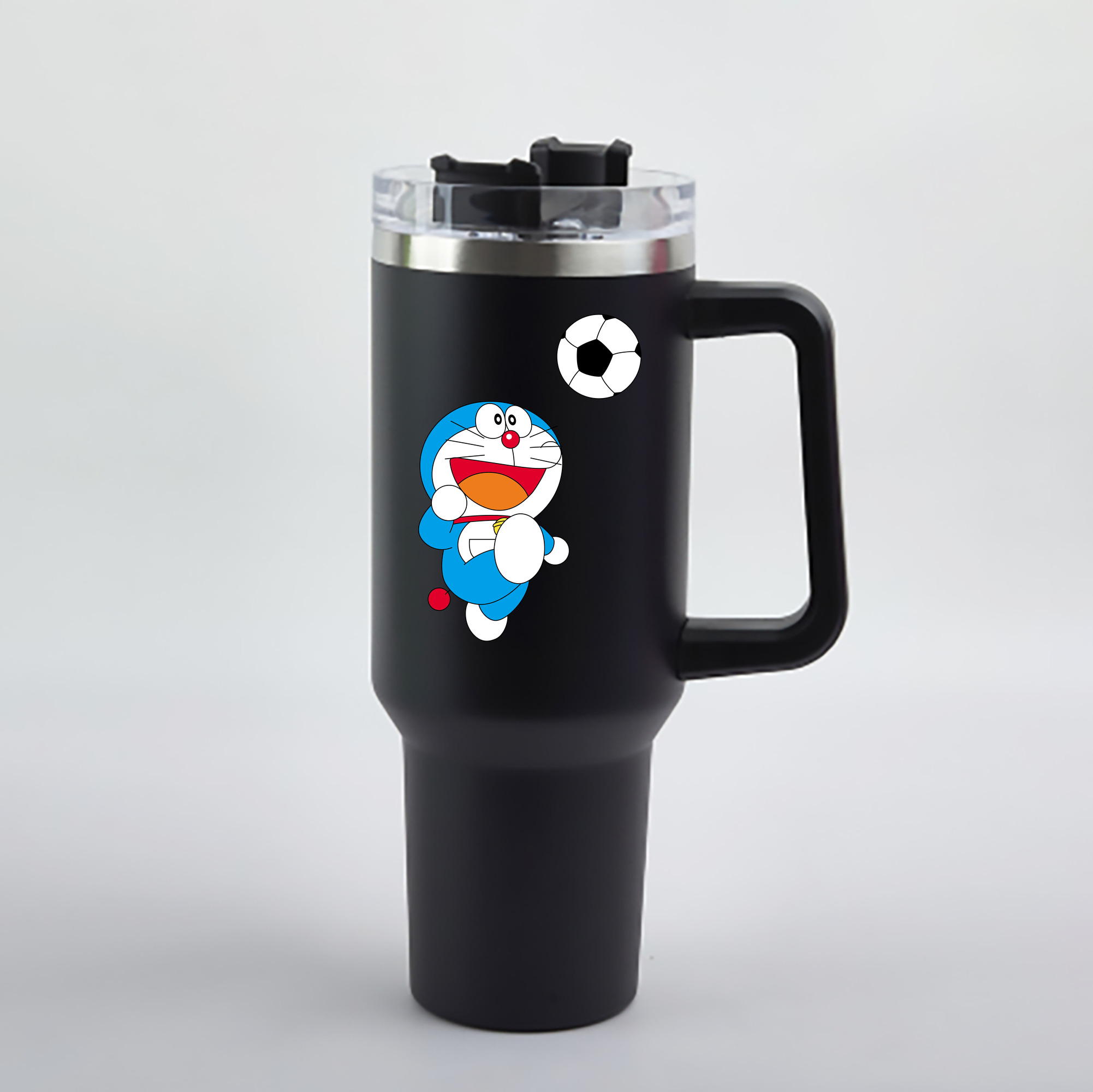 （画像用） ドラえもん Doraemon 1200mL車用タンブラー - クリスタルステッカー（プラスチックストロー付き）