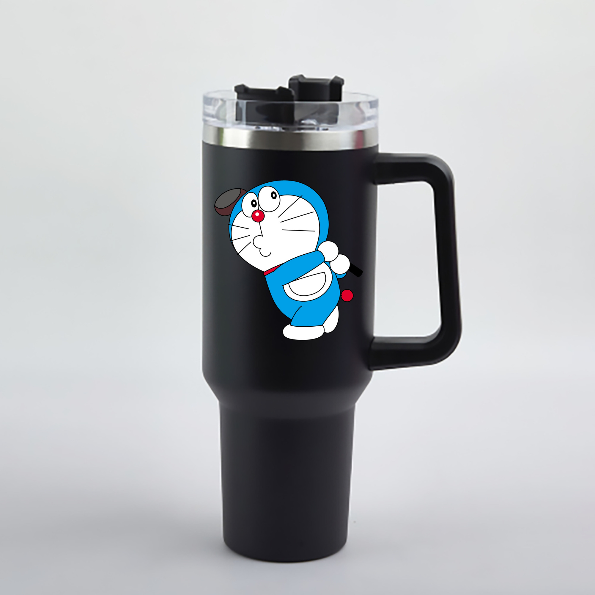 （画像用） ドラえもん Doraemon 1200mL車用タンブラー - クリスタルステッカー（プラスチックストロー付き）