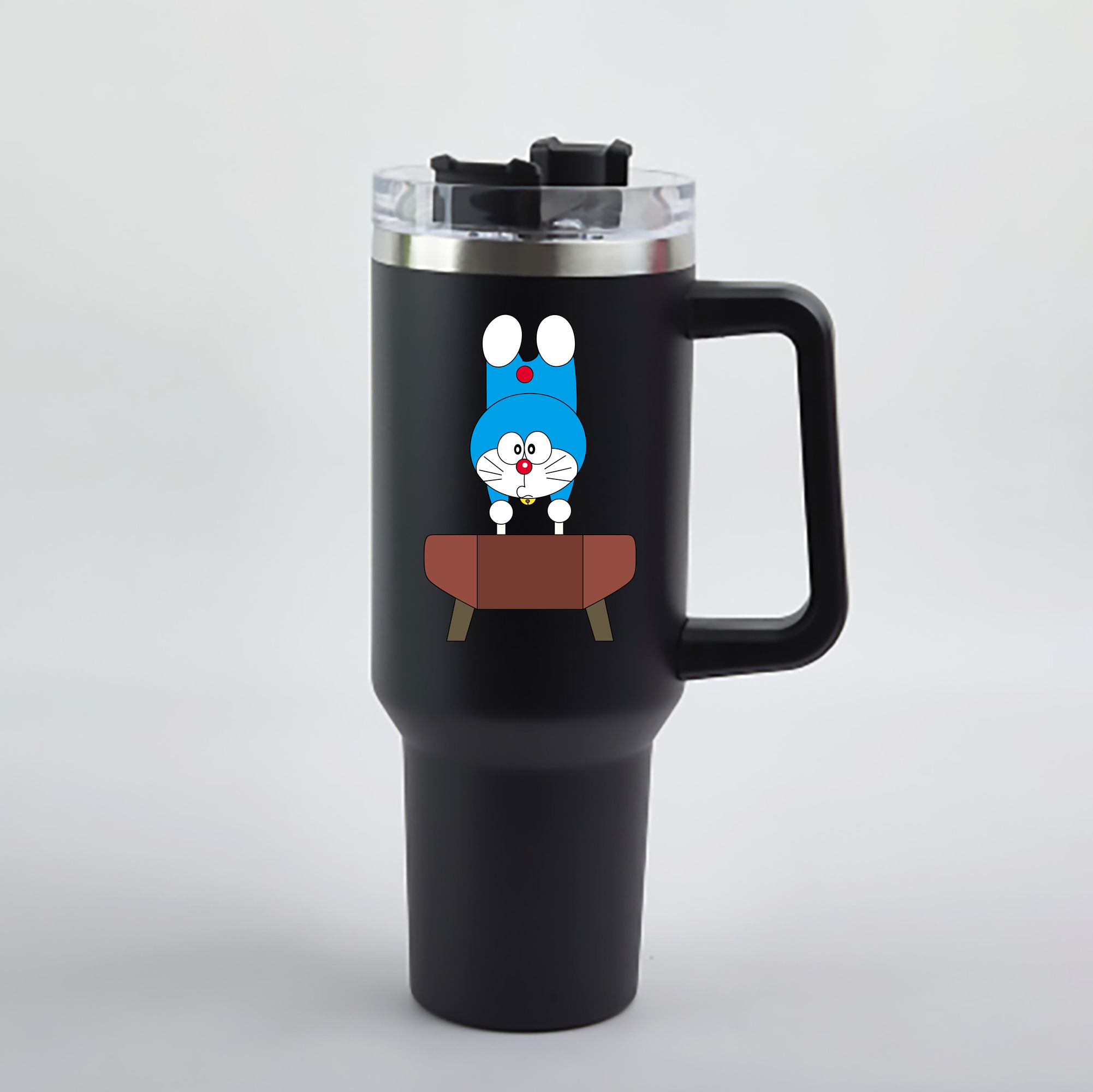 （画像用） ドラえもん Doraemon 1200mL車用タンブラー - クリスタルステッカー（プラスチックストロー付き）