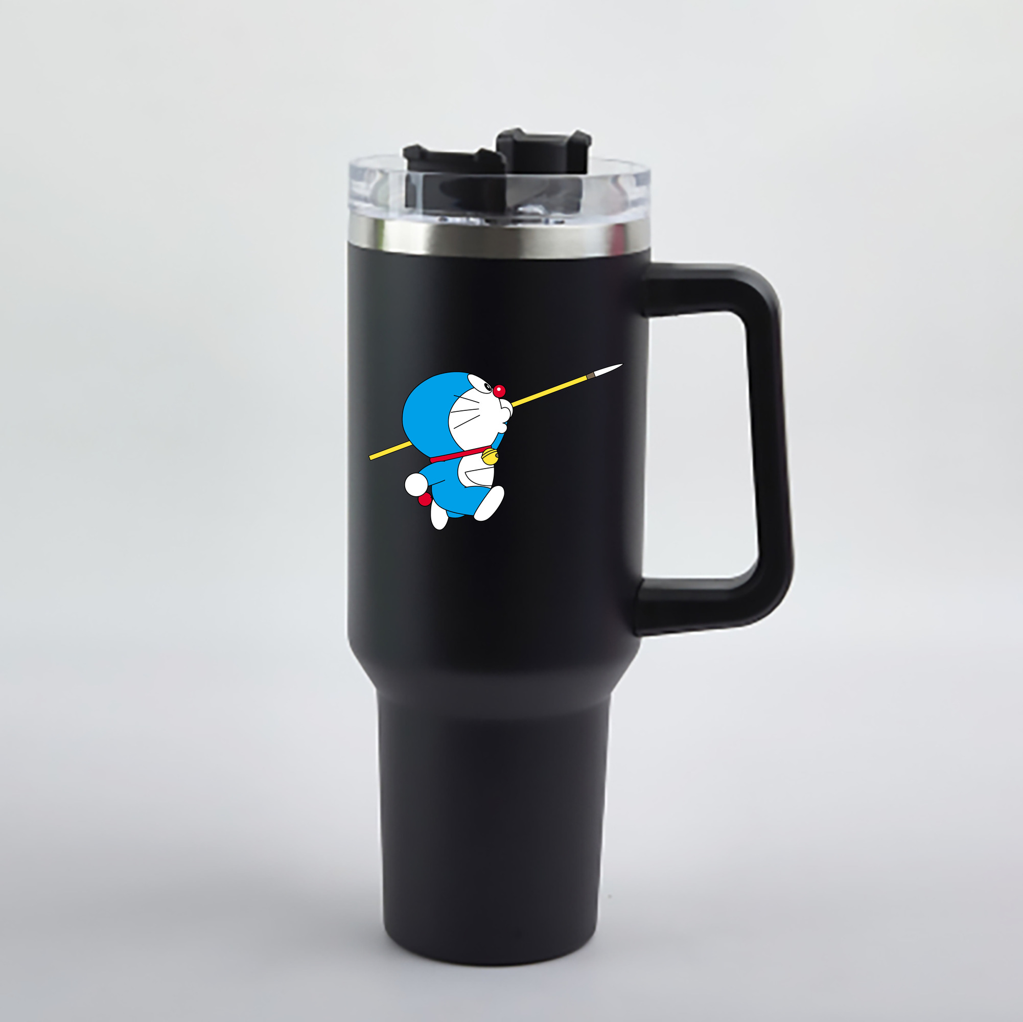 （画像用） ドラえもん Doraemon 1200mL車用タンブラー - クリスタルステッカー（プラスチックストロー付き）