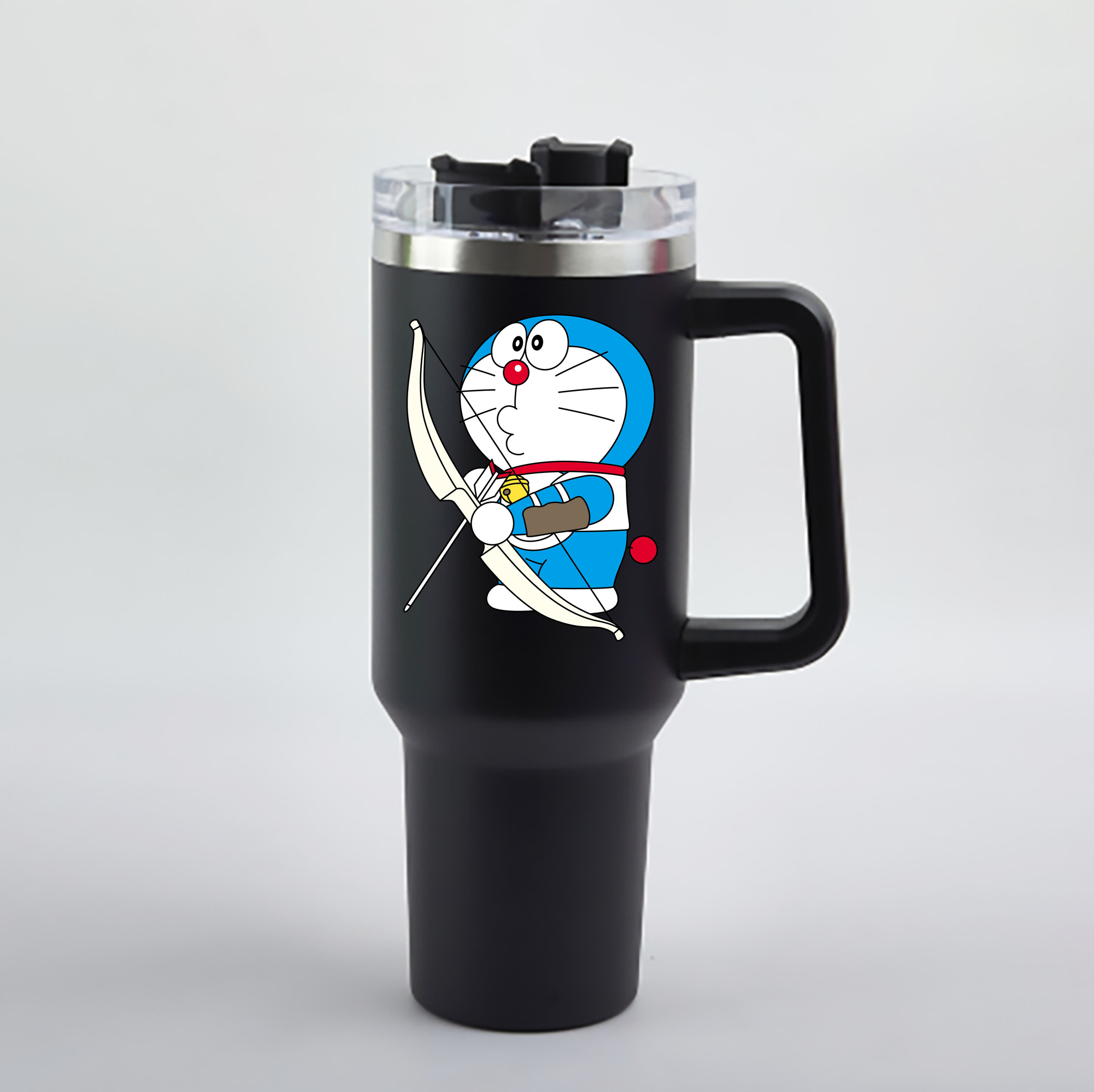 （画像用） ドラえもん Doraemon 1200mL車用タンブラー - クリスタルステッカー（プラスチックストロー付き）