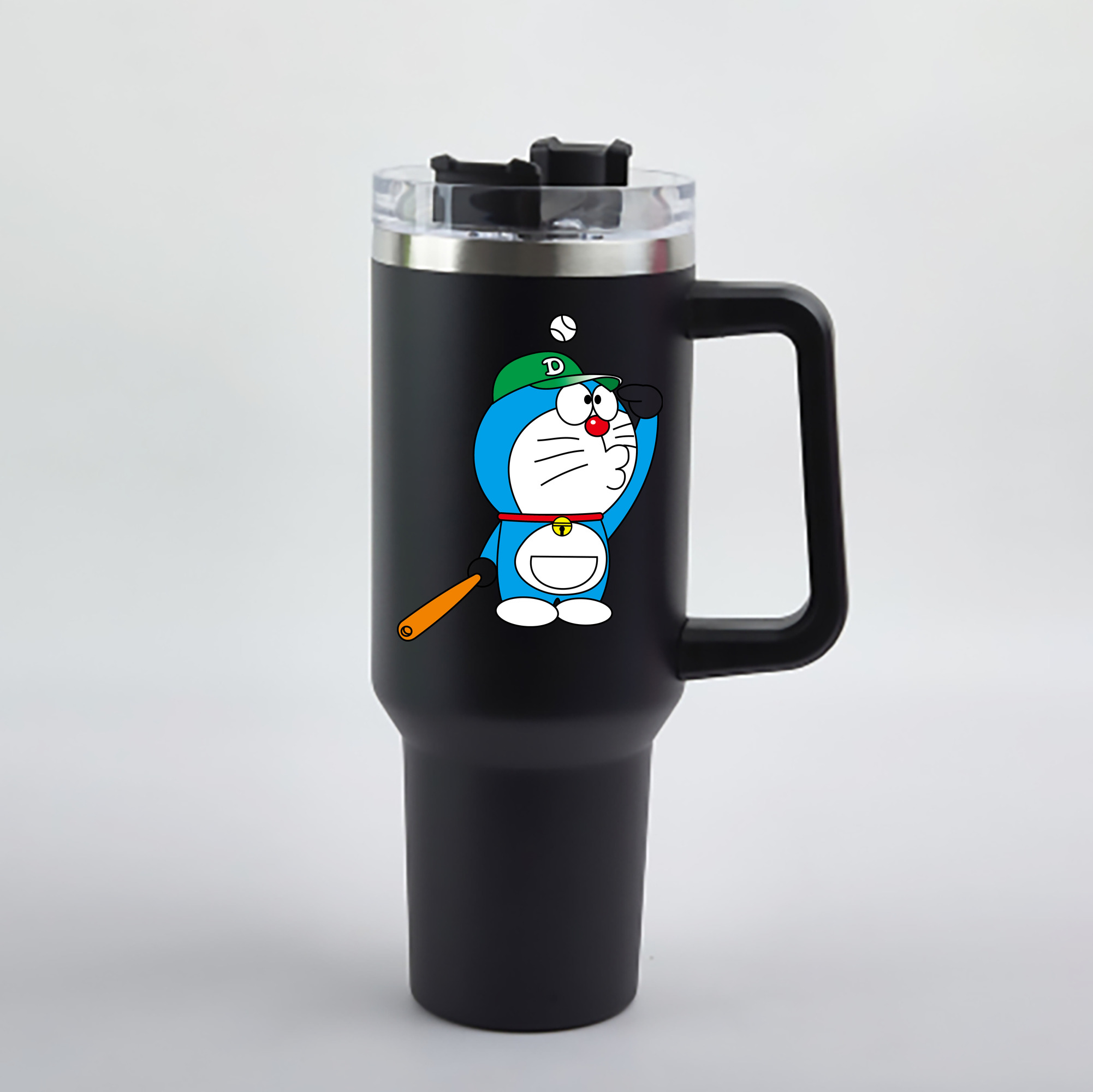 （画像用） ドラえもん Doraemon 1200mL車用タンブラー - クリスタルステッカー（プラスチックストロー付き）