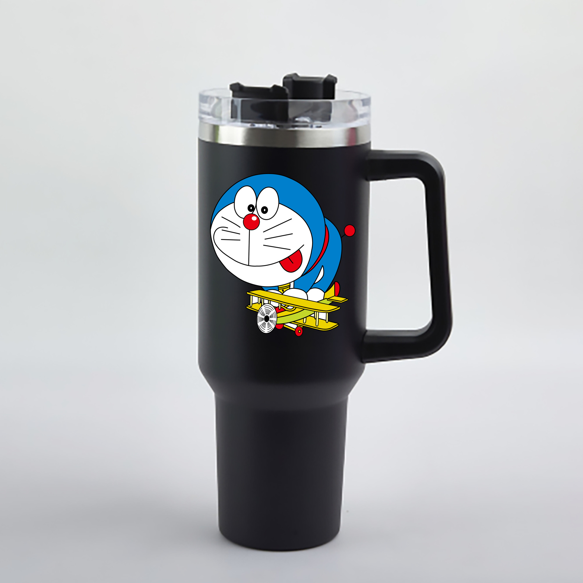 （画像用） ドラえもん Doraemon 1200mL車用タンブラー - クリスタルステッカー（プラスチックストロー付き）