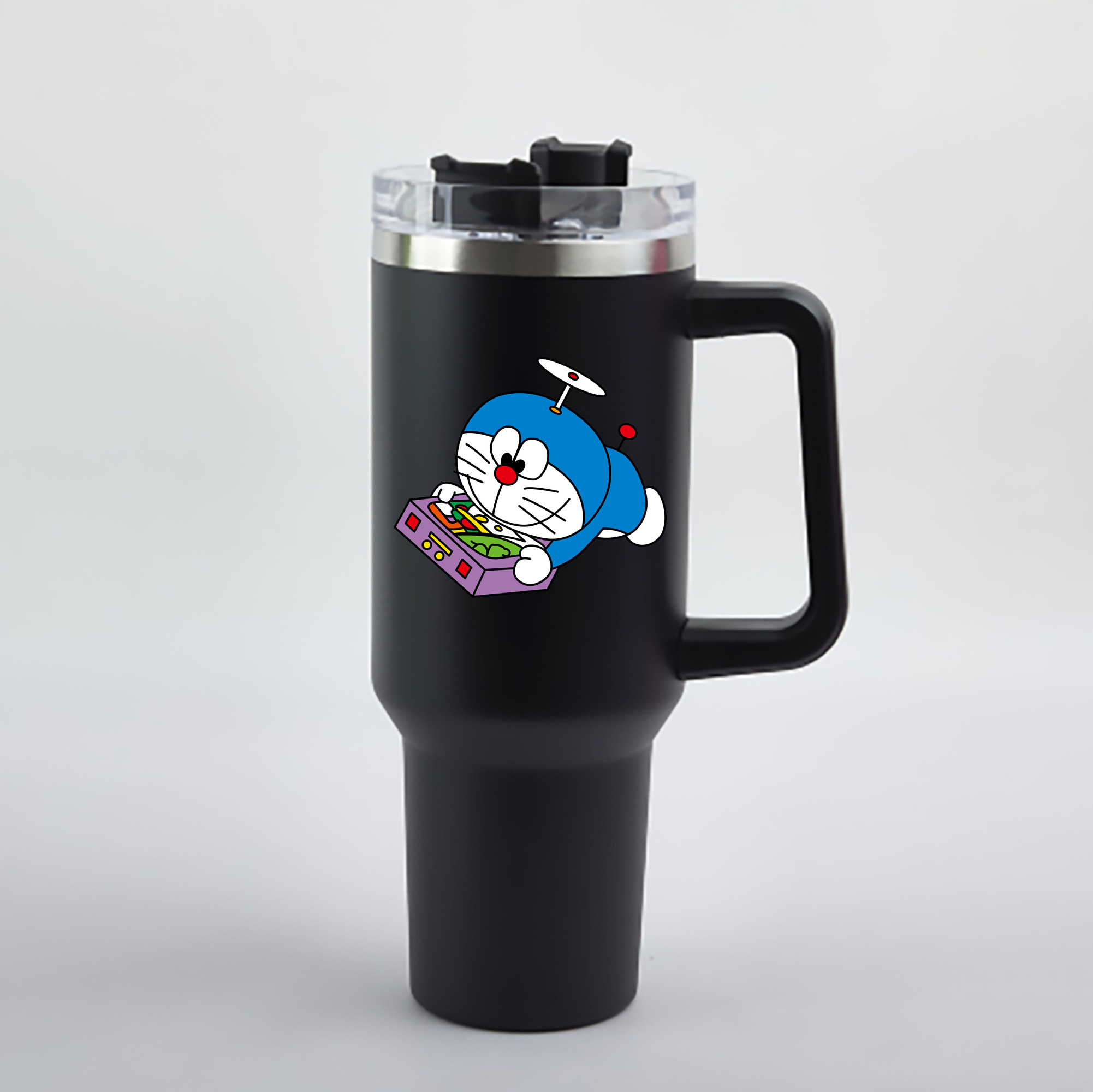 （画像用） ドラえもん Doraemon 1200mL車用タンブラー - クリスタルステッカー（プラスチックストロー付き）
