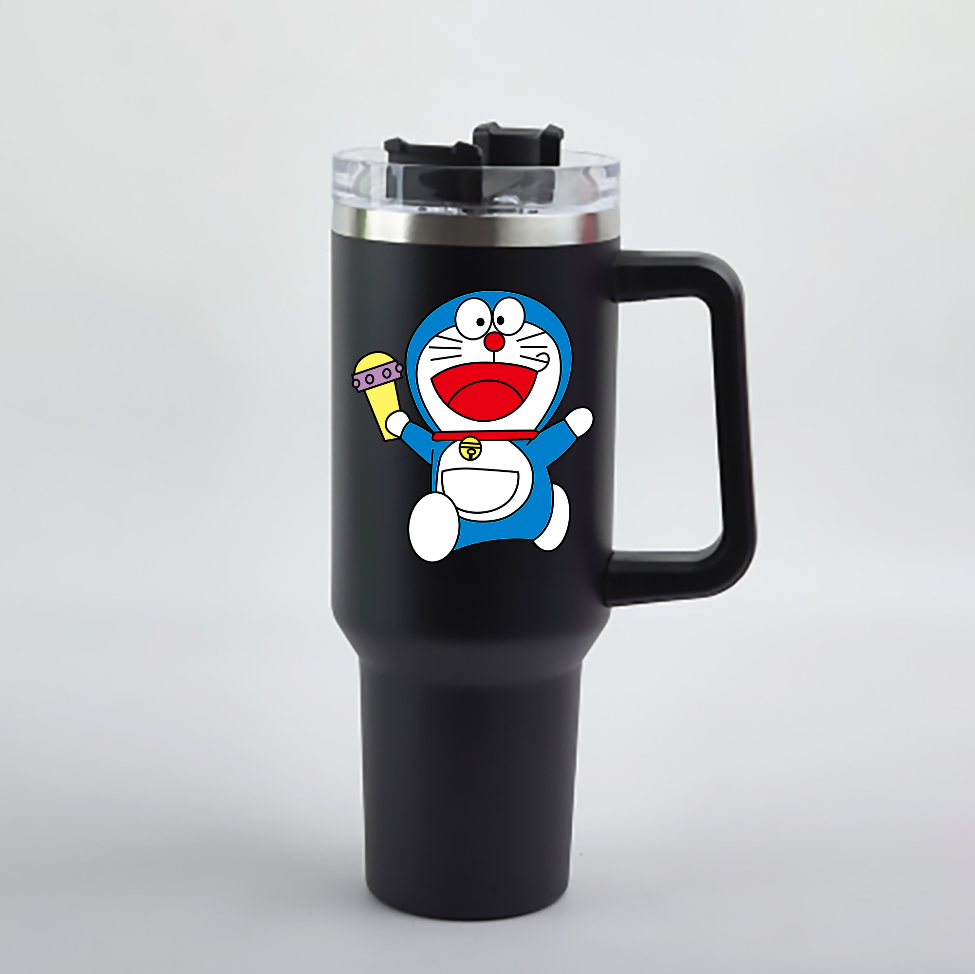 （画像用） ドラえもん Doraemon 1200mL車用タンブラー - クリスタルステッカー（プラスチックストロー付き）