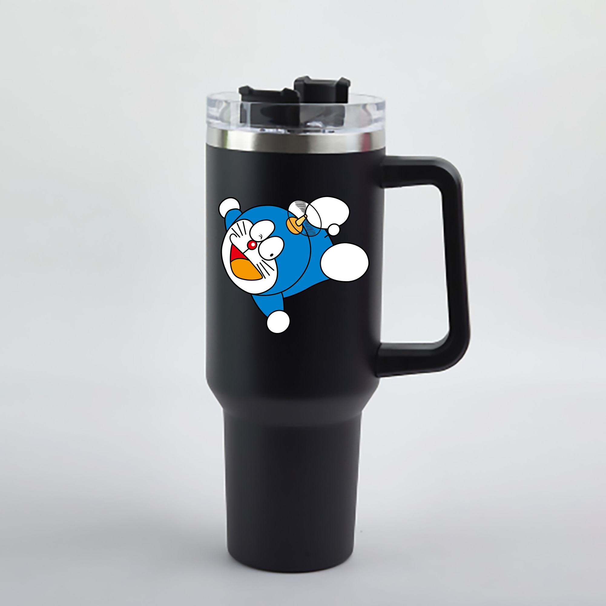 （画像用） ドラえもん Doraemon 1200mL車用タンブラー - クリスタルステッカー（プラスチックストロー付き）