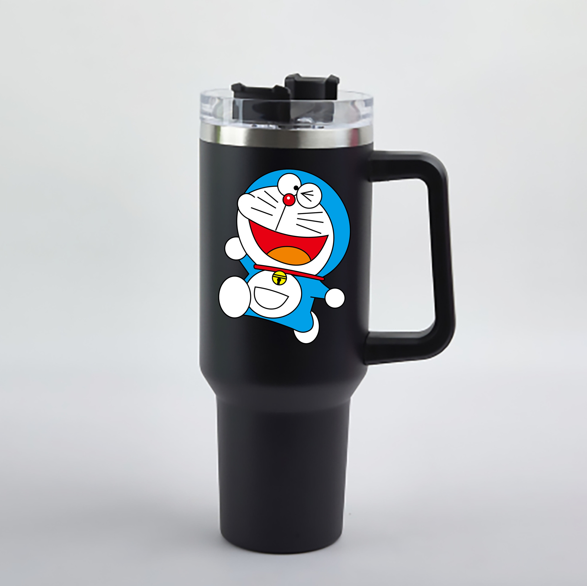 （画像用） ドラえもん Doraemon 1200mL車用タンブラー - クリスタルステッカー（プラスチックストロー付き）