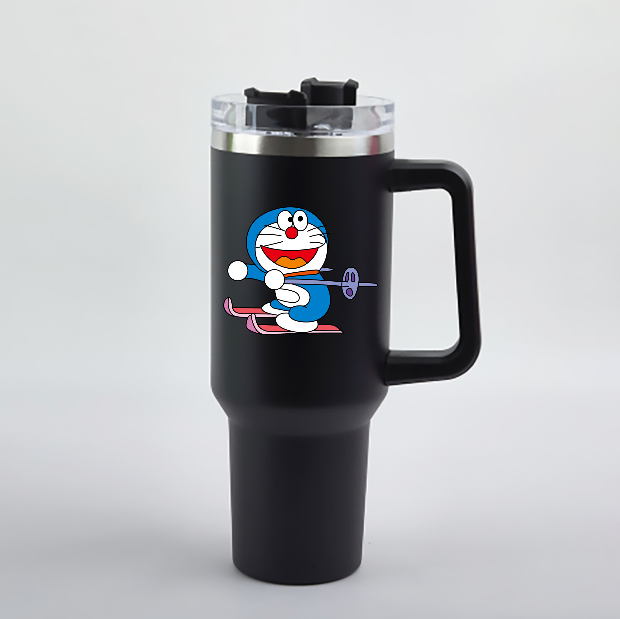 （画像用） ドラえもん Doraemon 1200mL車用タンブラー - クリスタルステッカー（プラスチックストロー付き）