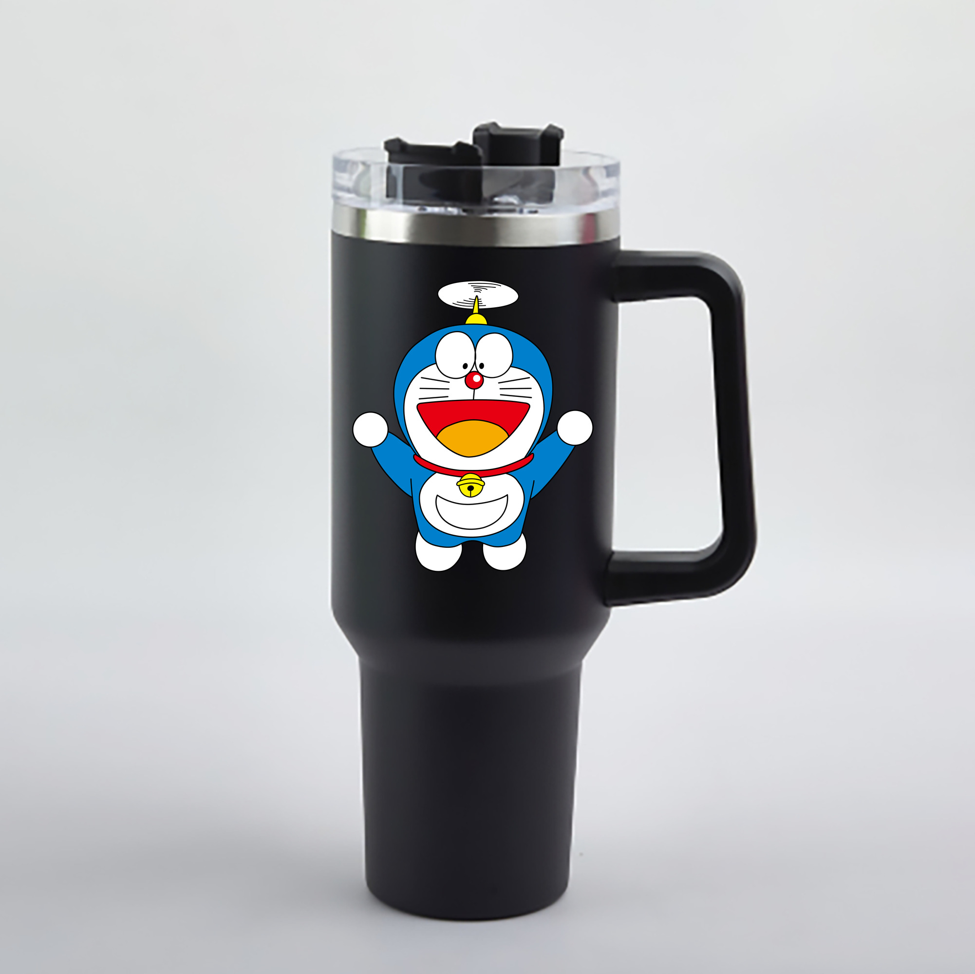 （画像用） ドラえもん Doraemon 1200mL車用タンブラー - クリスタルステッカー（プラスチックストロー付き）