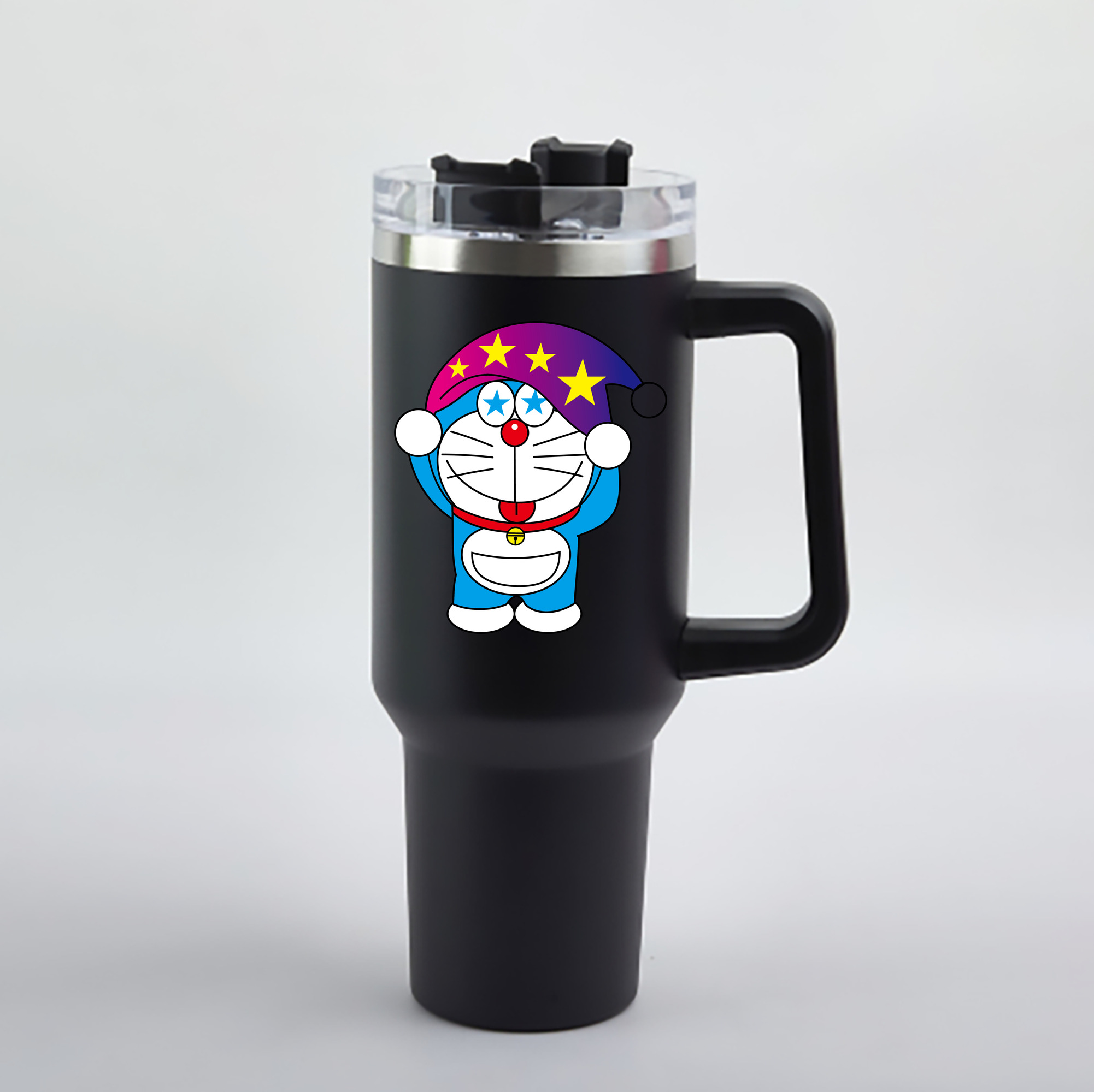 （画像用） ドラえもん Doraemon 1200mL車用タンブラー - クリスタルステッカー（プラスチックストロー付き）