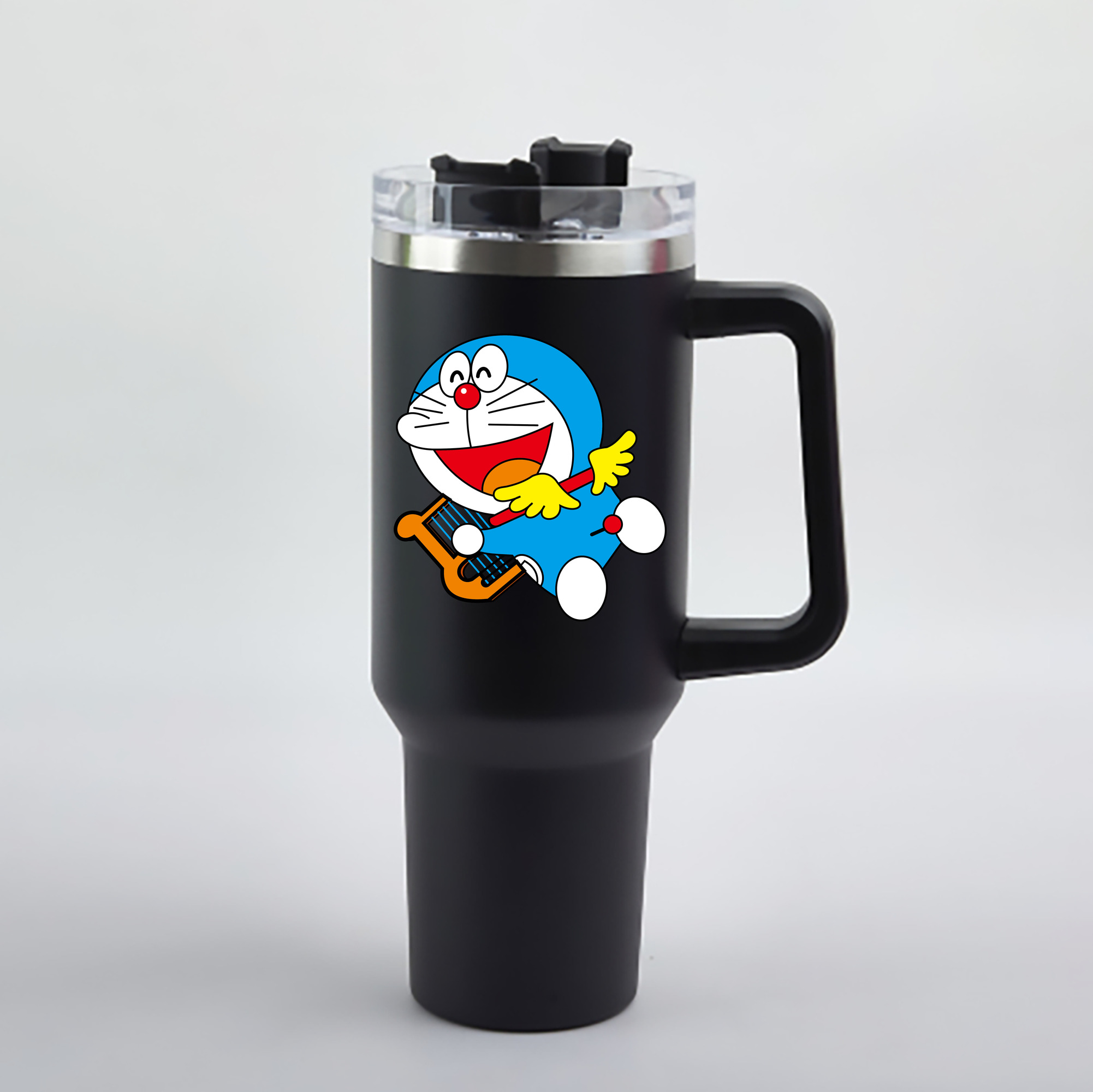 （画像用） ドラえもん Doraemon 1200mL車用タンブラー - クリスタルステッカー（プラスチックストロー付き）