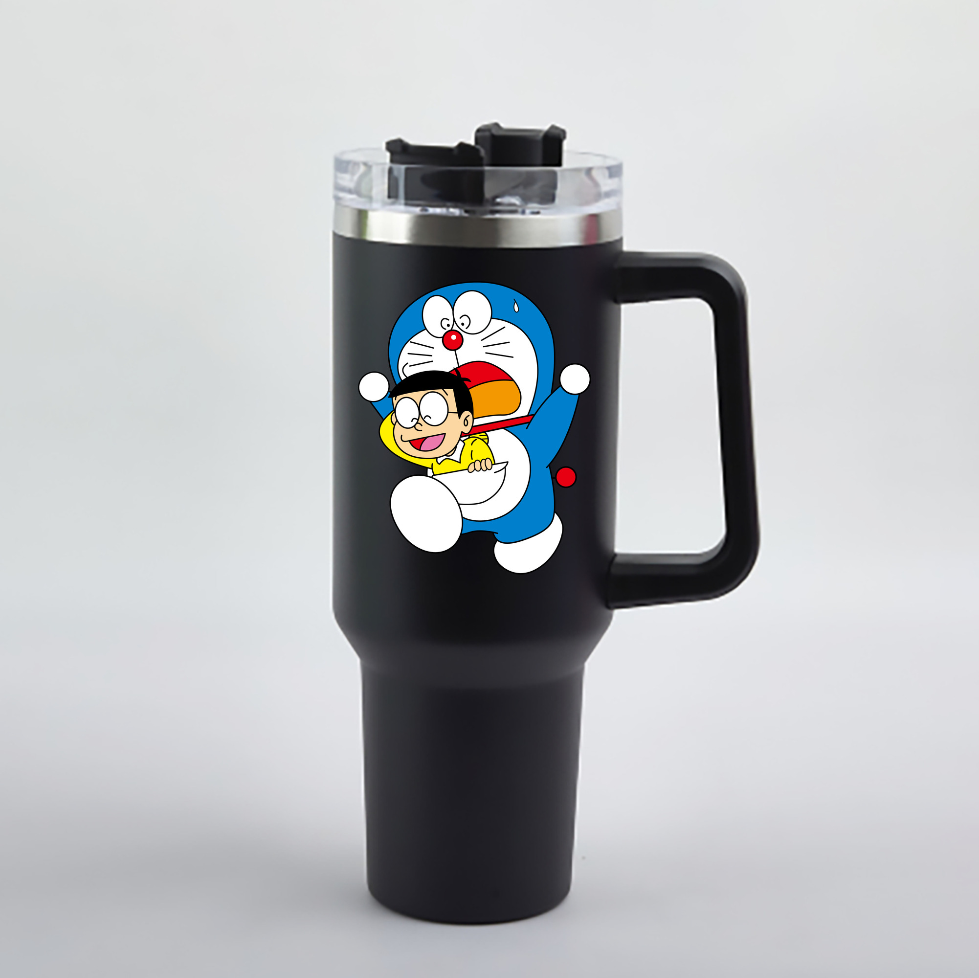 （画像用） ドラえもん Doraemon 1200mL車用タンブラー - クリスタルステッカー（プラスチックストロー付き）