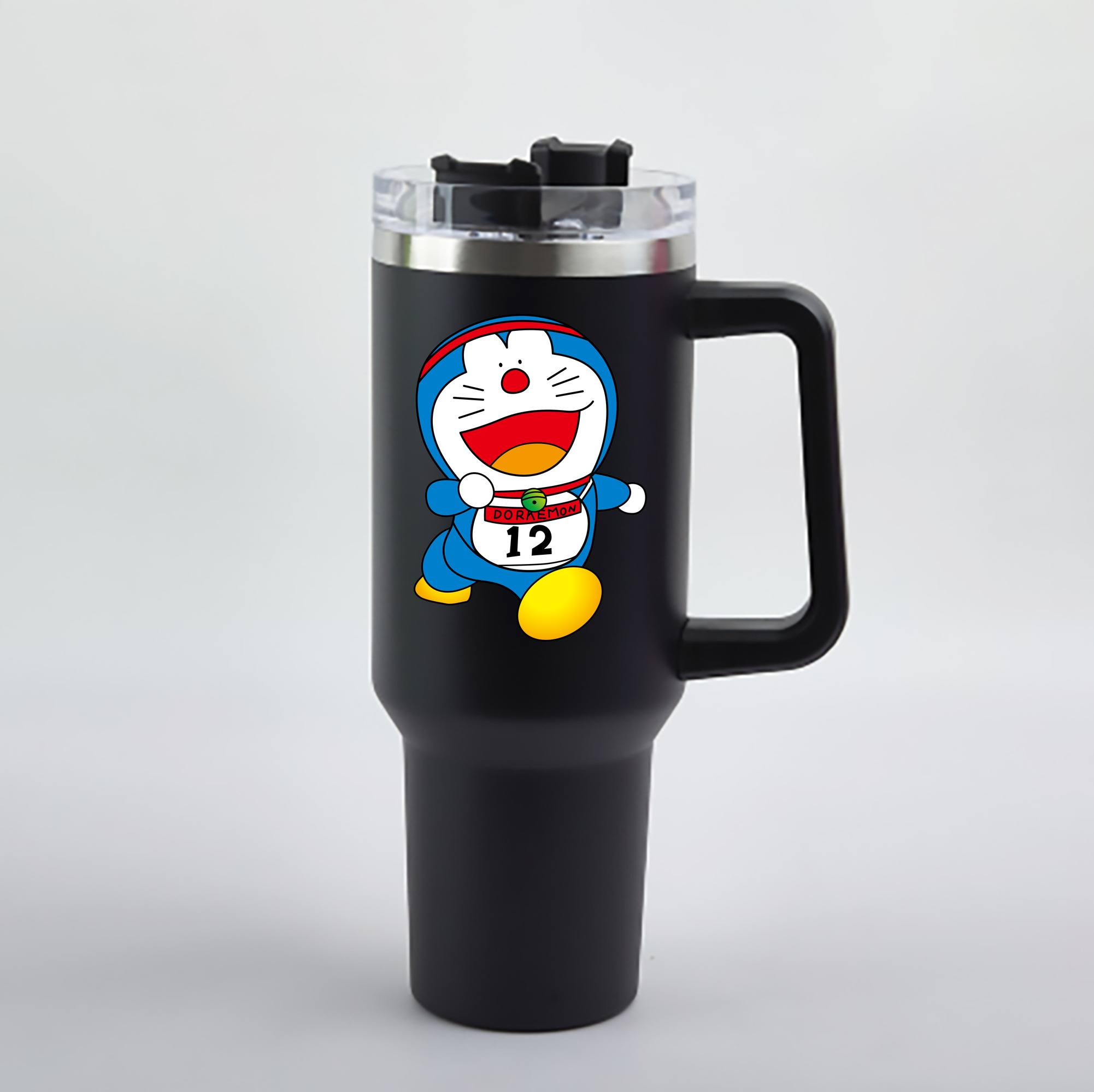 （画像用） ドラえもん Doraemon 1200mL車用タンブラー - クリスタルステッカー（プラスチックストロー付き）