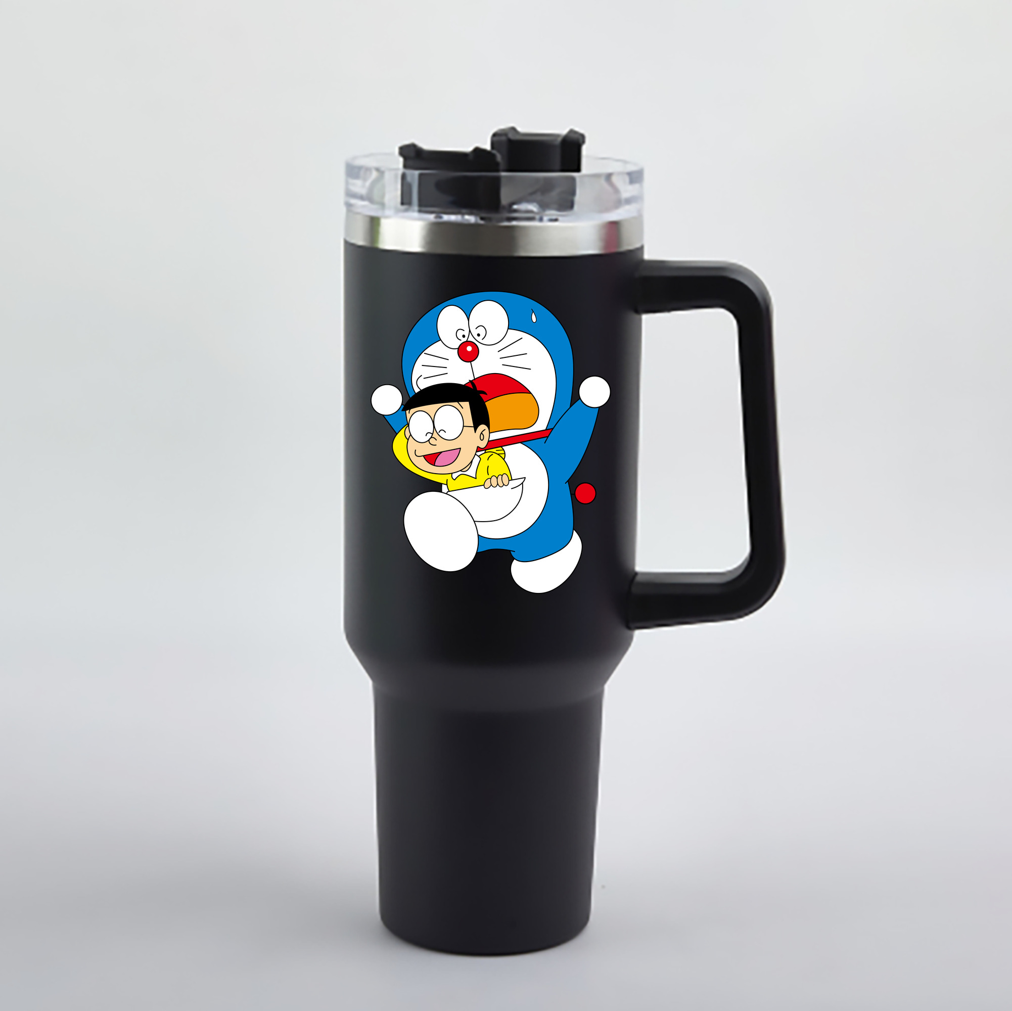 （画像用） ドラえもん Doraemon 1200mL車用タンブラー - クリスタルステッカー（プラスチックストロー付き）