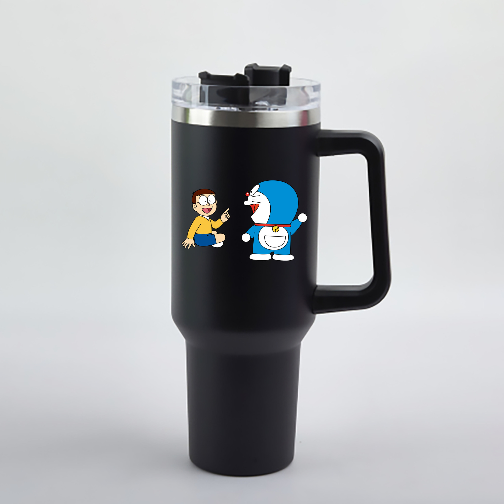 （画像用） ドラえもん Doraemon 1200mL車用タンブラー - クリスタルステッカー（プラスチックストロー付き）