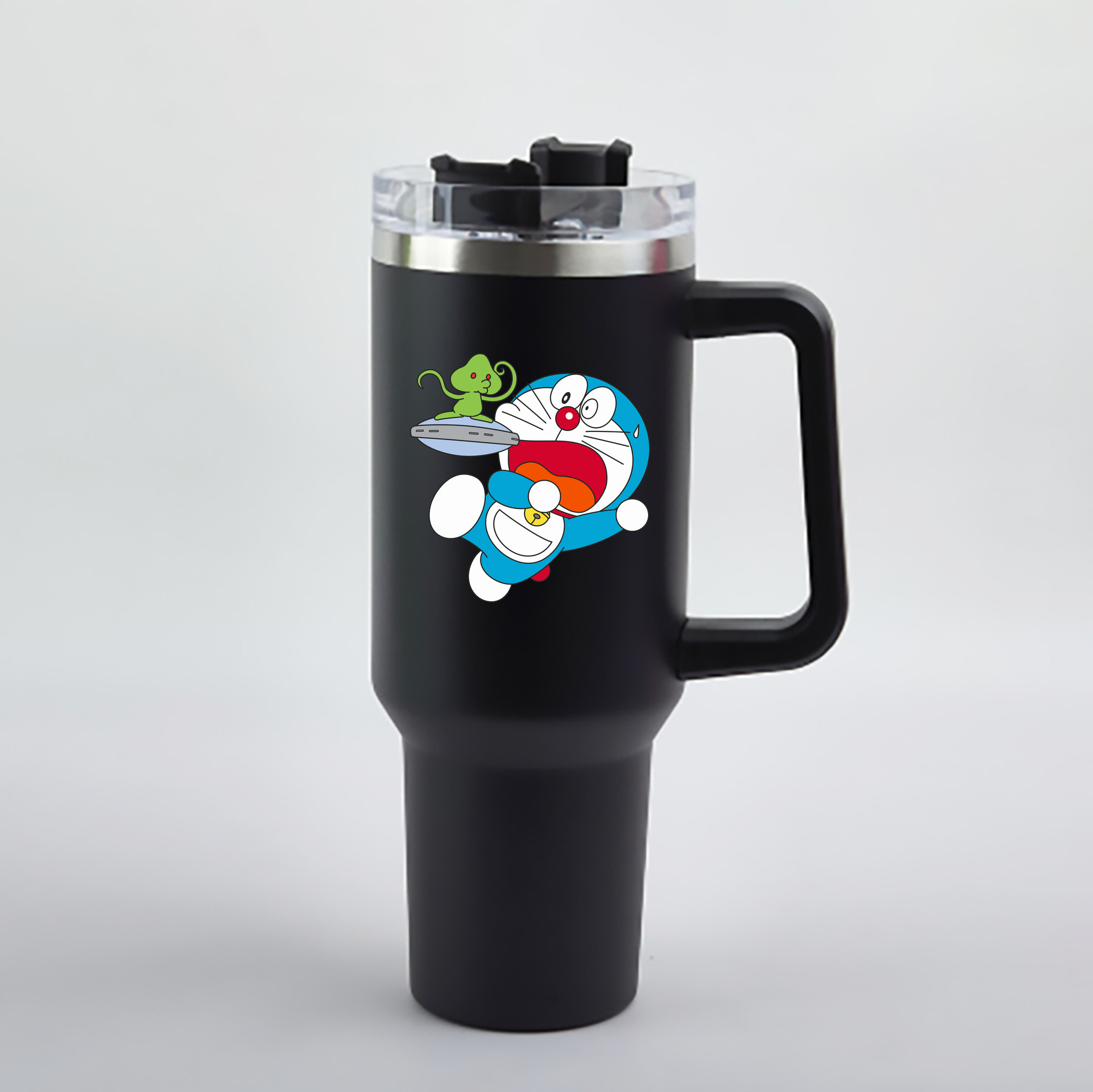（画像用） ドラえもん Doraemon 1200mL車用タンブラー - クリスタルステッカー（プラスチックストロー付き）
