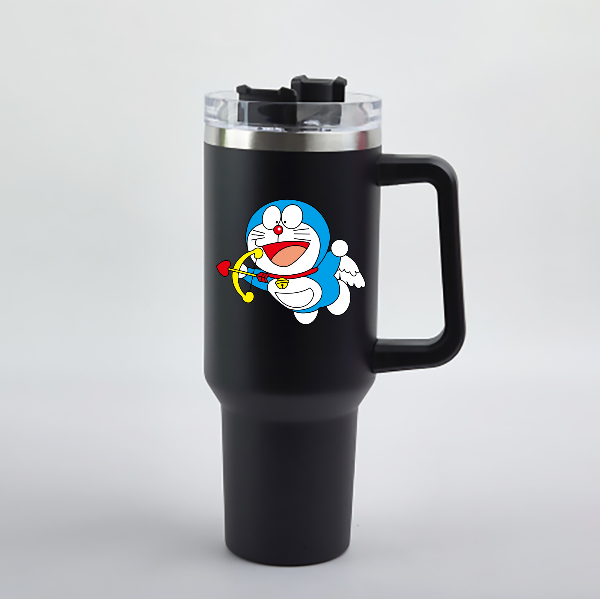 （画像用） ドラえもん Doraemon 1200mL車用タンブラー - クリスタルステッカー（プラスチックストロー付き）