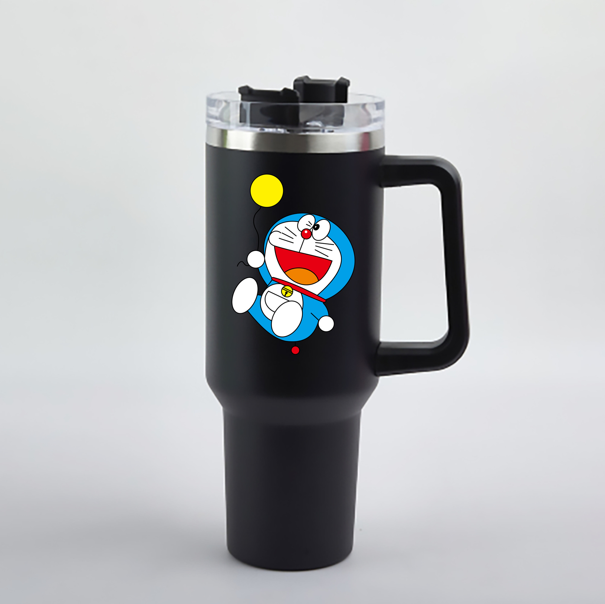 （画像用） ドラえもん Doraemon 1200mL車用タンブラー - クリスタルステッカー（プラスチックストロー付き）