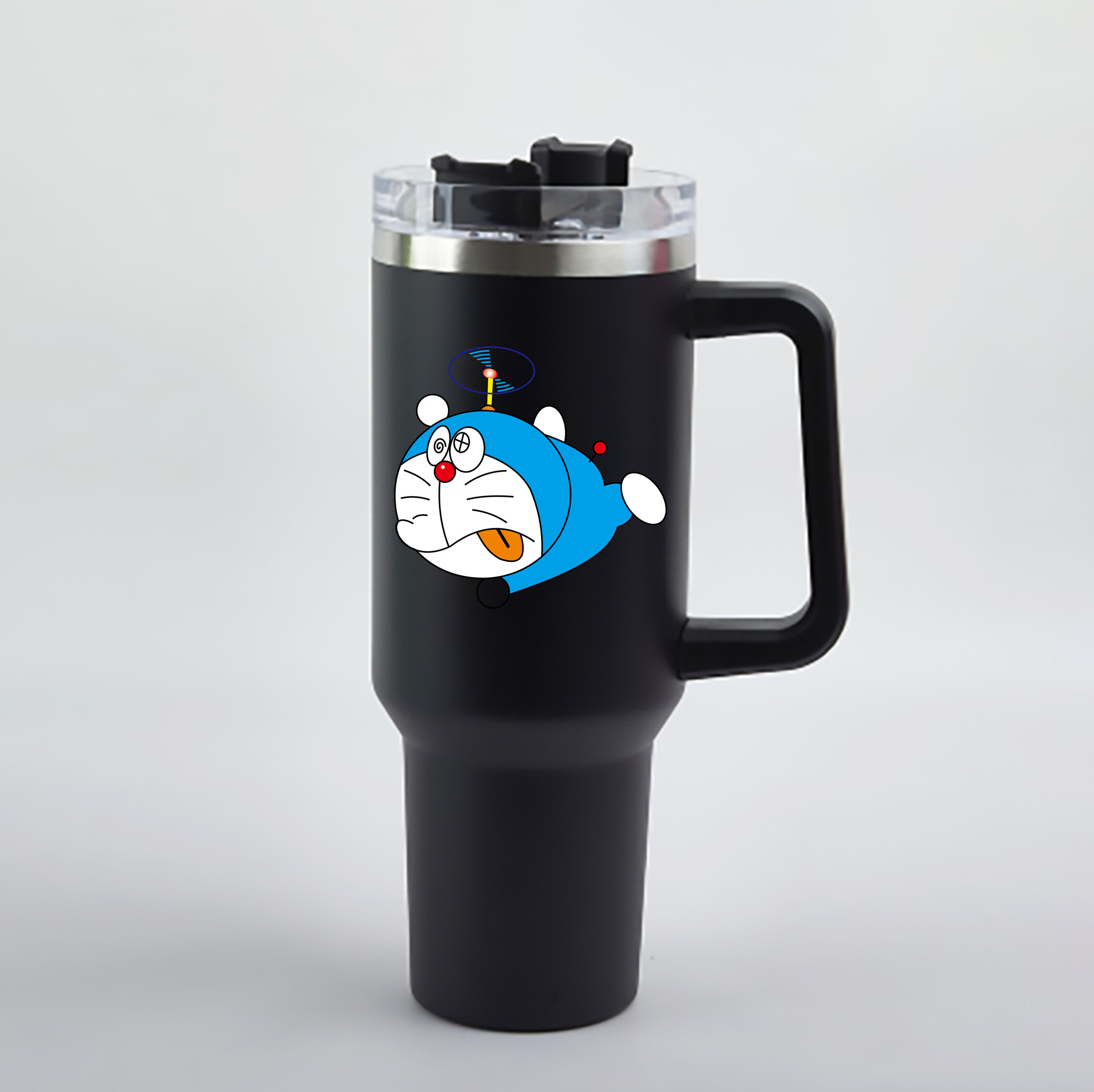 （画像用） ドラえもん Doraemon 1200mL車用タンブラー - クリスタルステッカー（プラスチックストロー付き）