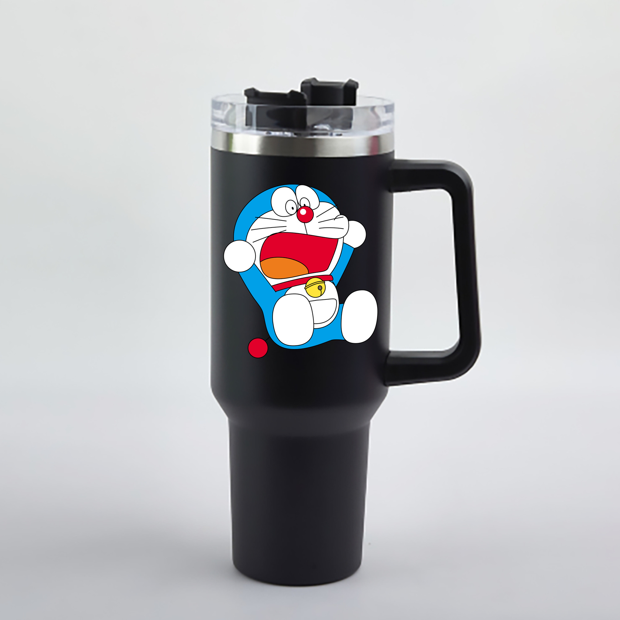 （画像用） ドラえもん Doraemon 1200mL車用タンブラー - クリスタルステッカー（プラスチックストロー付き）