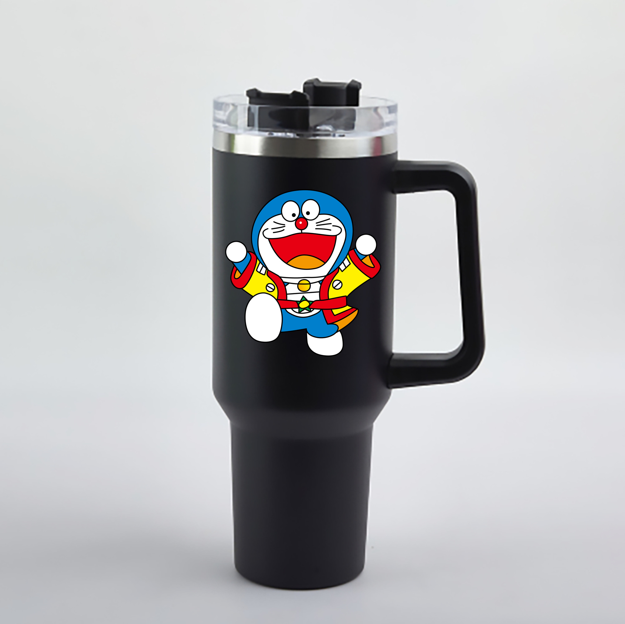 （画像用） ドラえもん Doraemon 1200mL車用タンブラー - クリスタルステッカー（プラスチックストロー付き）