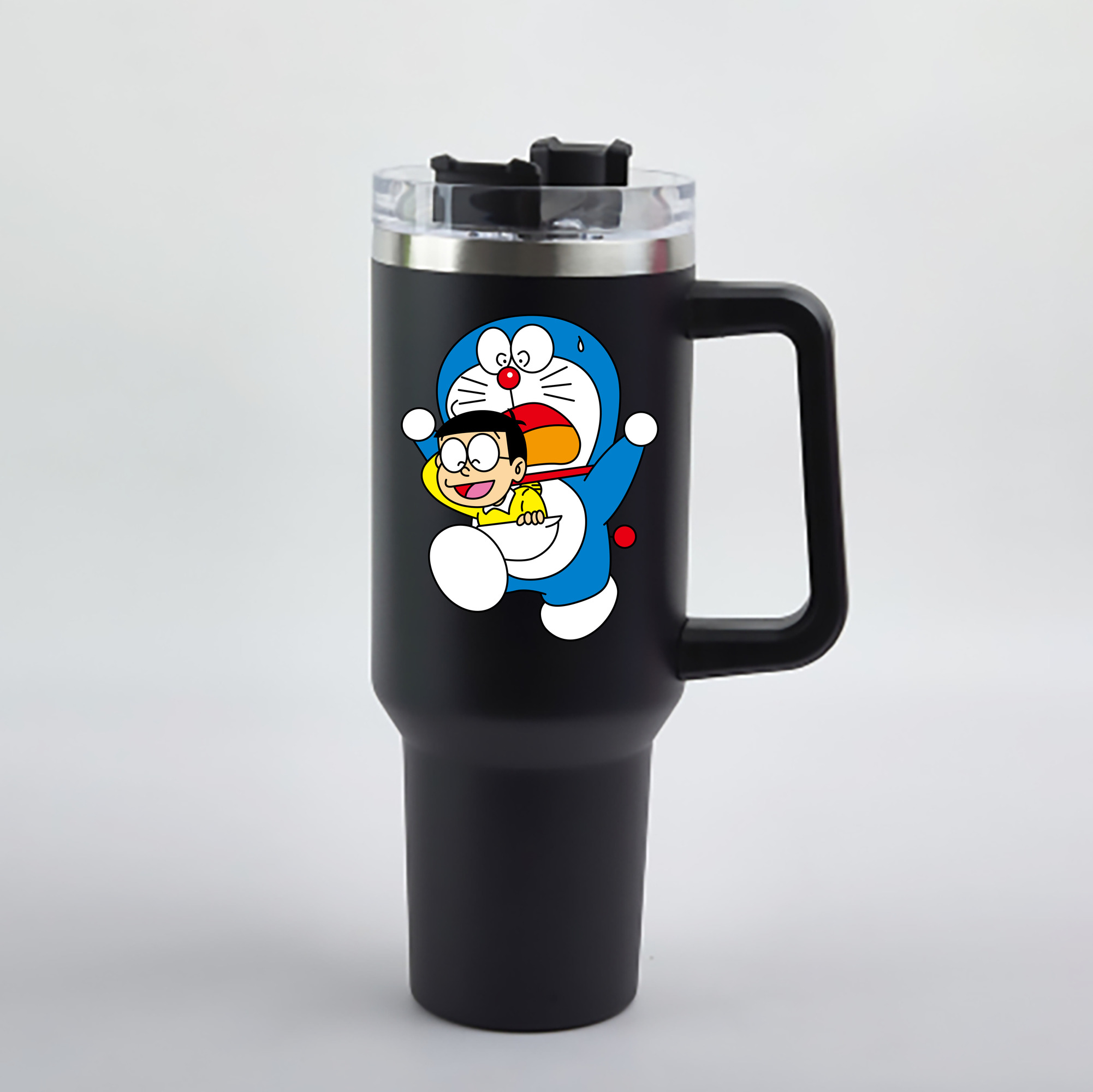 （画像用） ドラえもん Doraemon 1200mL車用タンブラー - クリスタルステッカー（プラスチックストロー付き）