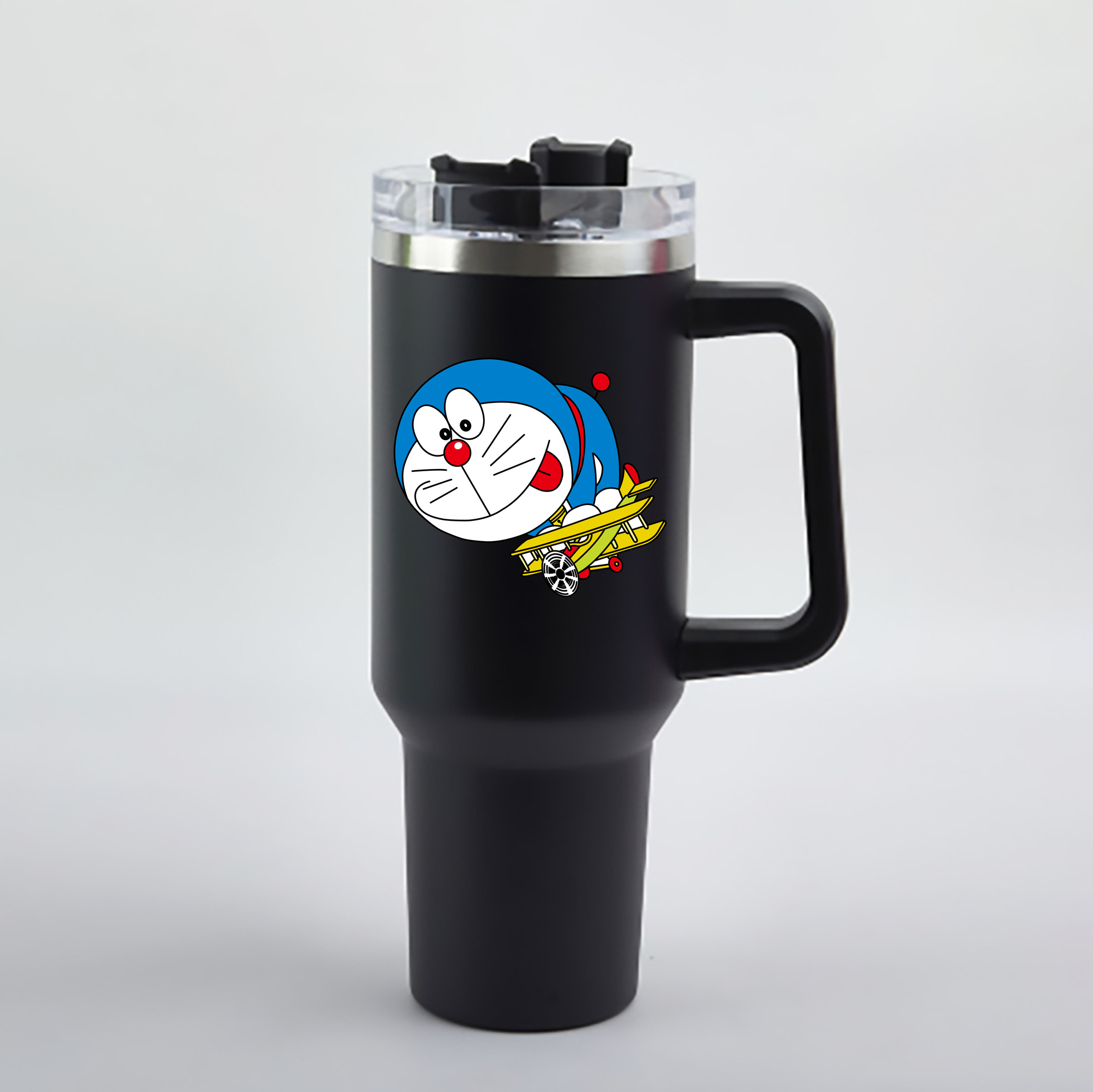 （画像用） ドラえもん Doraemon 1200mL車用タンブラー - クリスタルステッカー（プラスチックストロー付き）