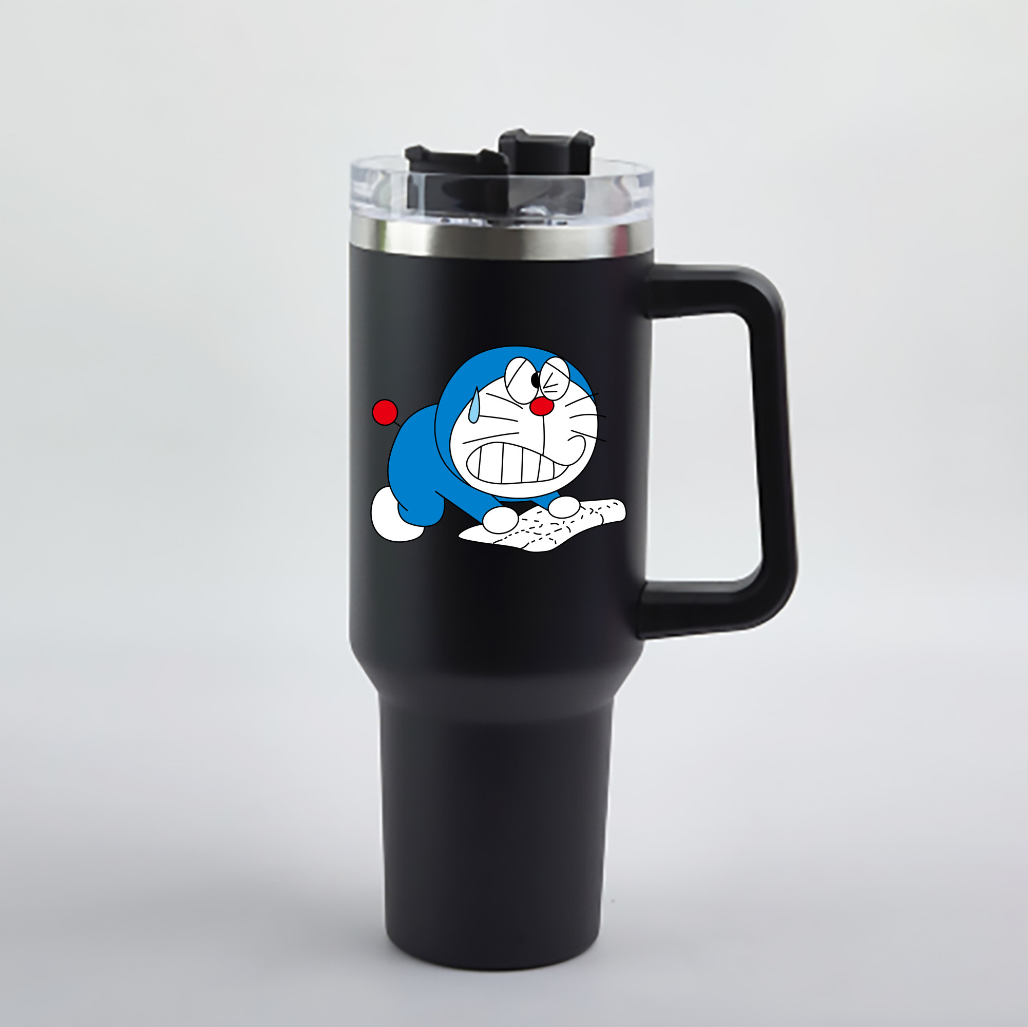 （画像用） ドラえもん Doraemon 1200mL車用タンブラー - クリスタルステッカー（プラスチックストロー付き）