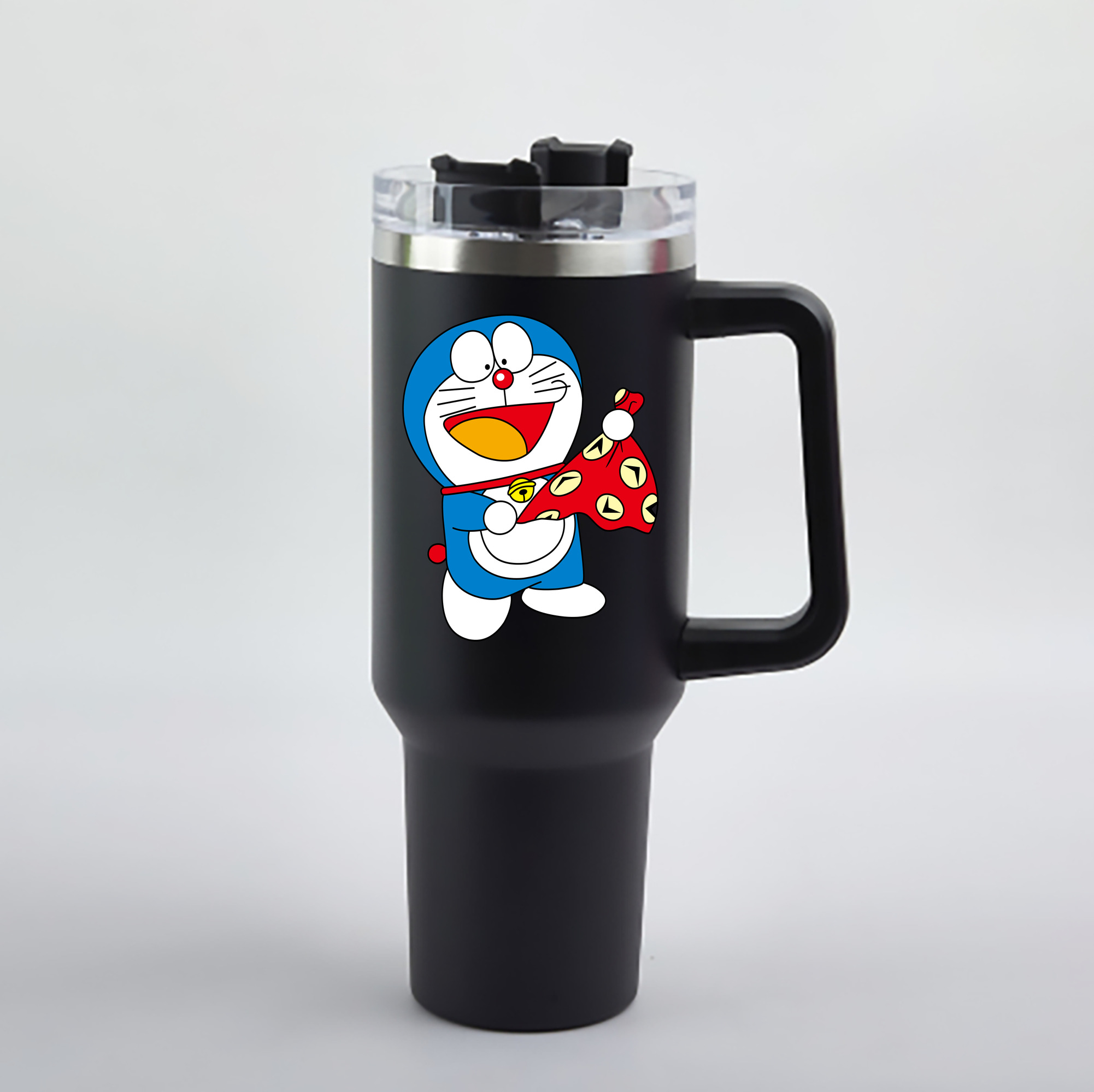 （画像用） ドラえもん Doraemon 1200mL車用タンブラー - クリスタルステッカー（プラスチックストロー付き）