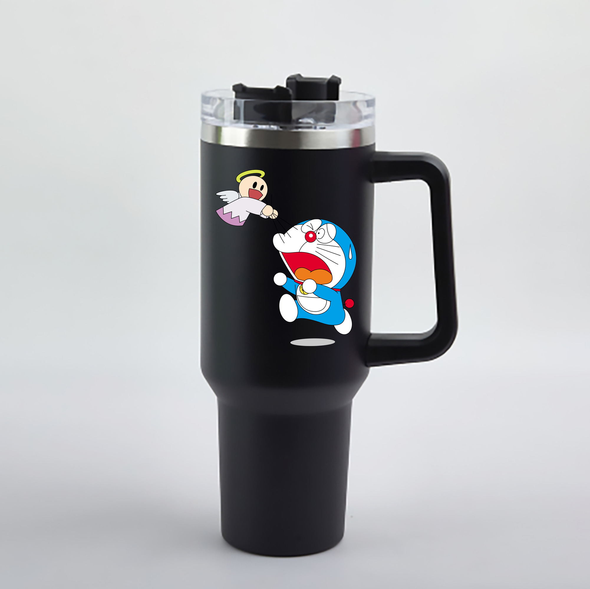 （画像用） ドラえもん Doraemon 1200mL車用タンブラー - クリスタルステッカー（プラスチックストロー付き）