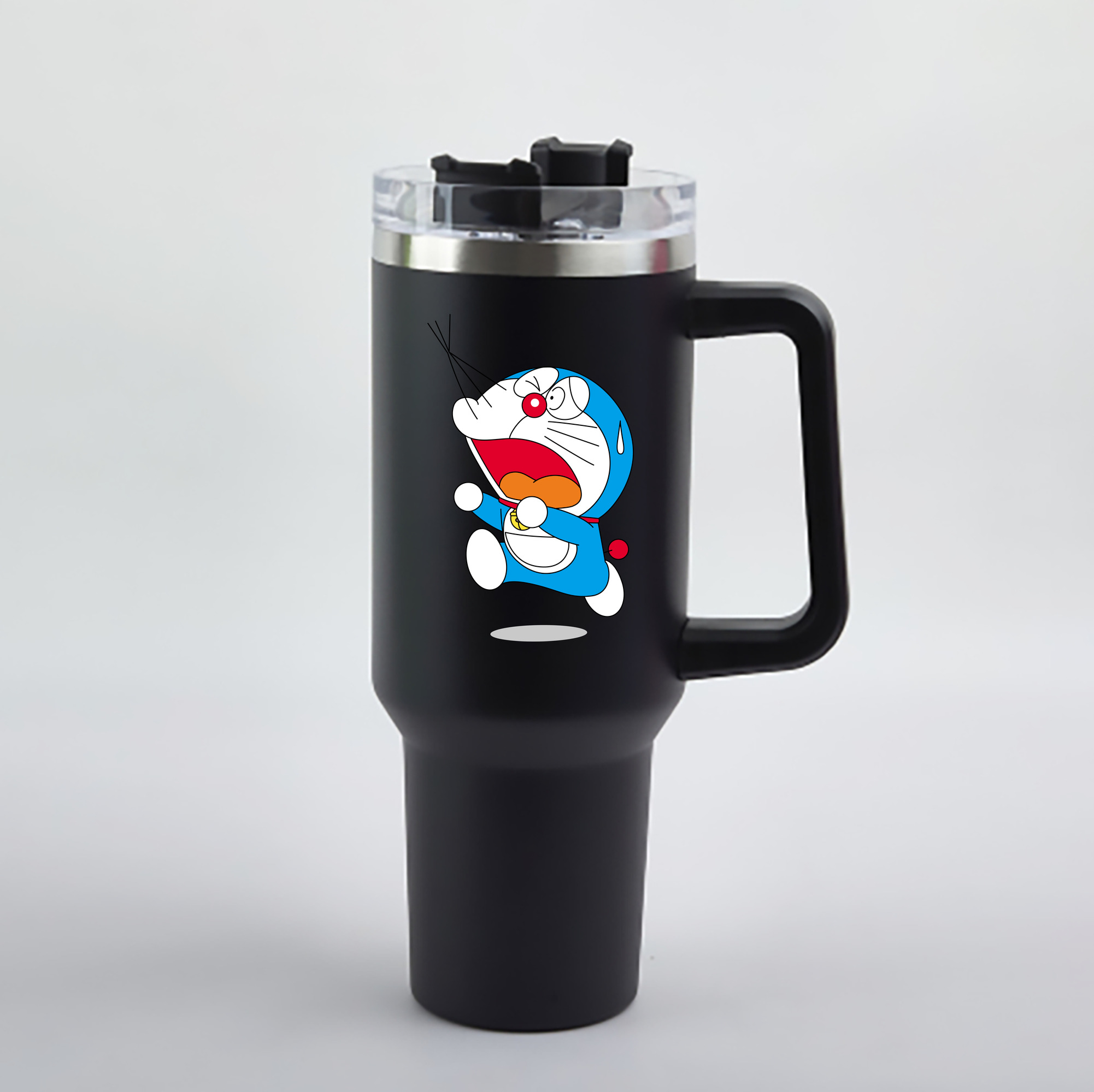 （画像用） ドラえもん Doraemon 1200mL車用タンブラー - クリスタルステッカー（プラスチックストロー付き）