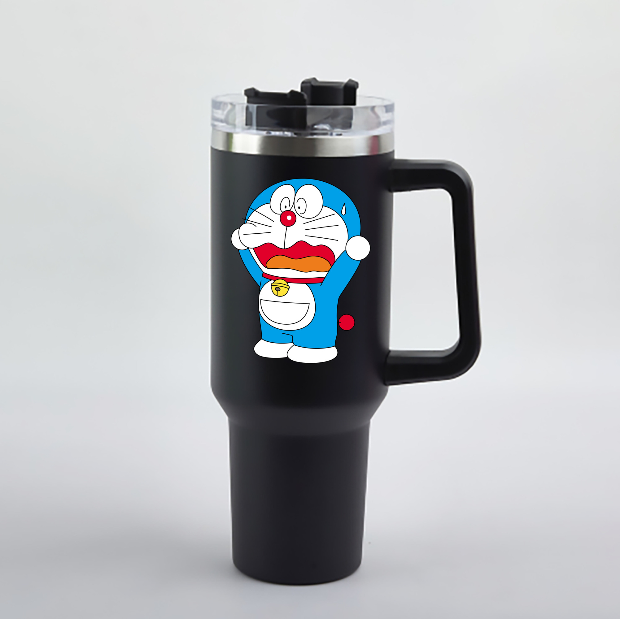 （画像用） ドラえもん Doraemon 1200mL車用タンブラー - クリスタルステッカー（プラスチックストロー付き）