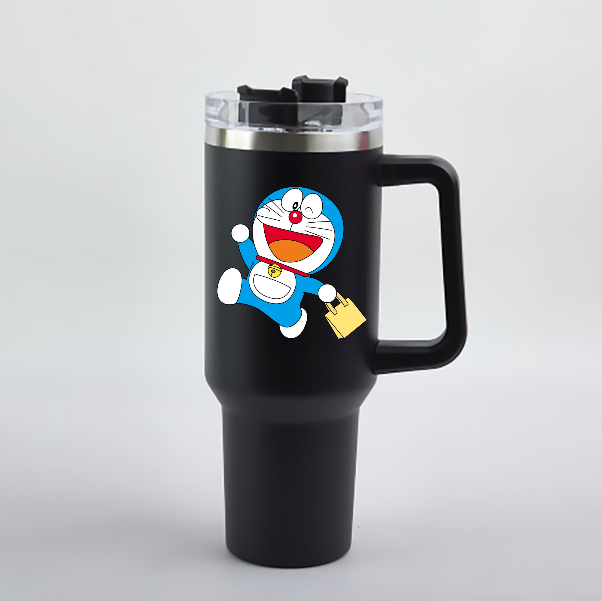 （画像用） ドラえもん Doraemon 1200mL車用タンブラー - クリスタルステッカー（プラスチックストロー付き）