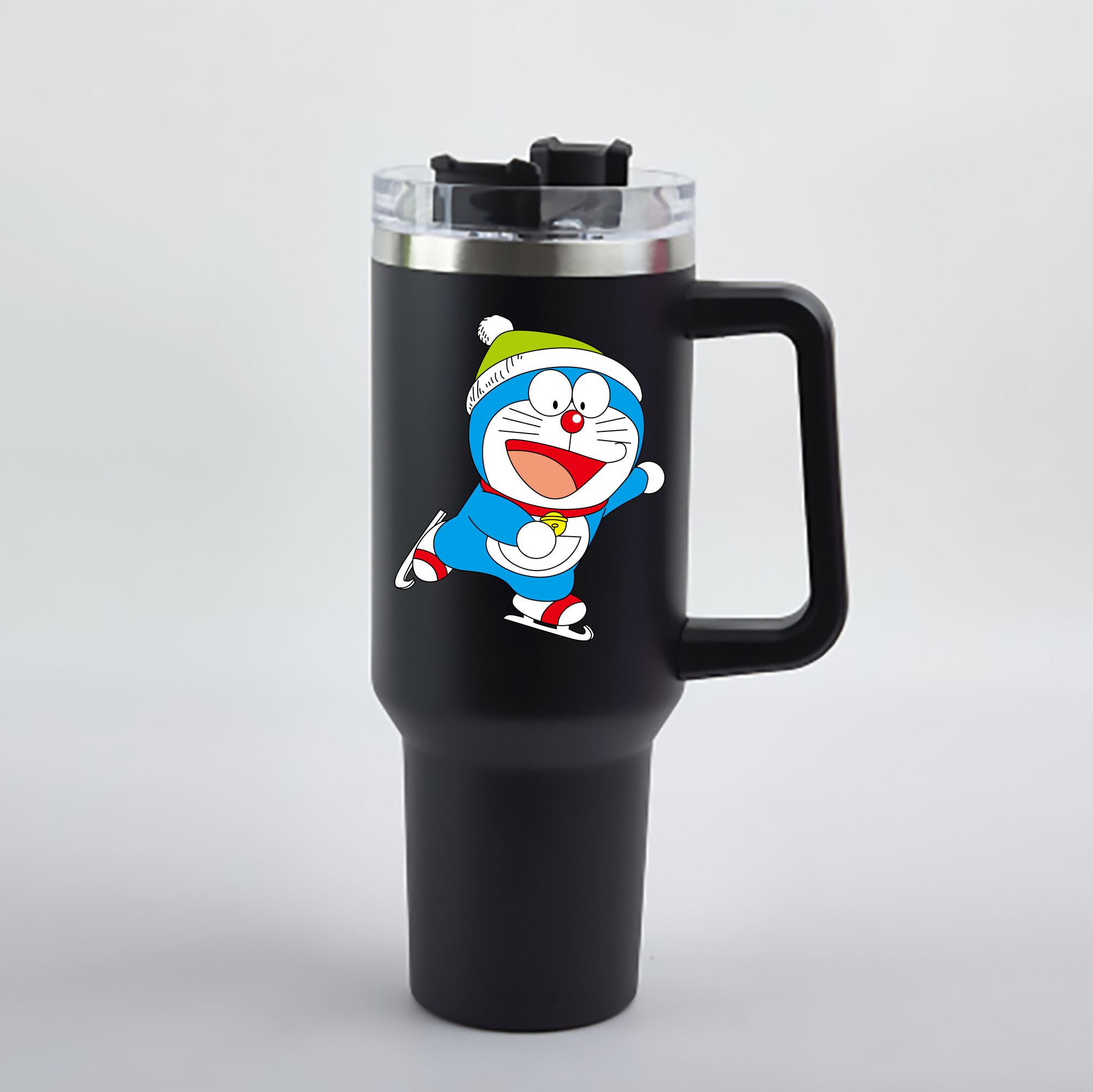 （画像用） ドラえもん Doraemon 1200mL車用タンブラー - クリスタルステッカー（プラスチックストロー付き）