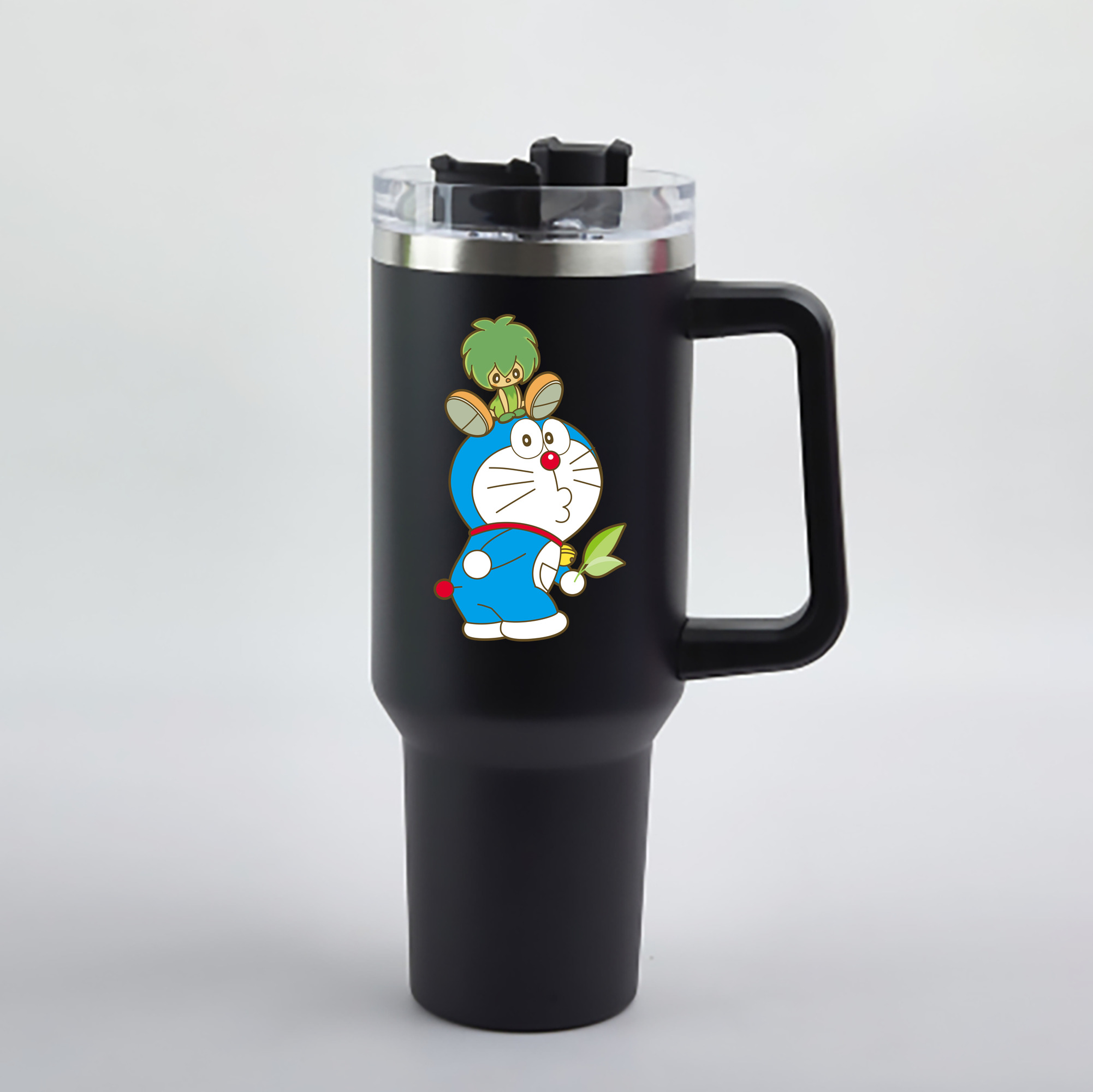 （画像用） ドラえもん Doraemon 1200mL車用タンブラー - クリスタルステッカー（プラスチックストロー付き）