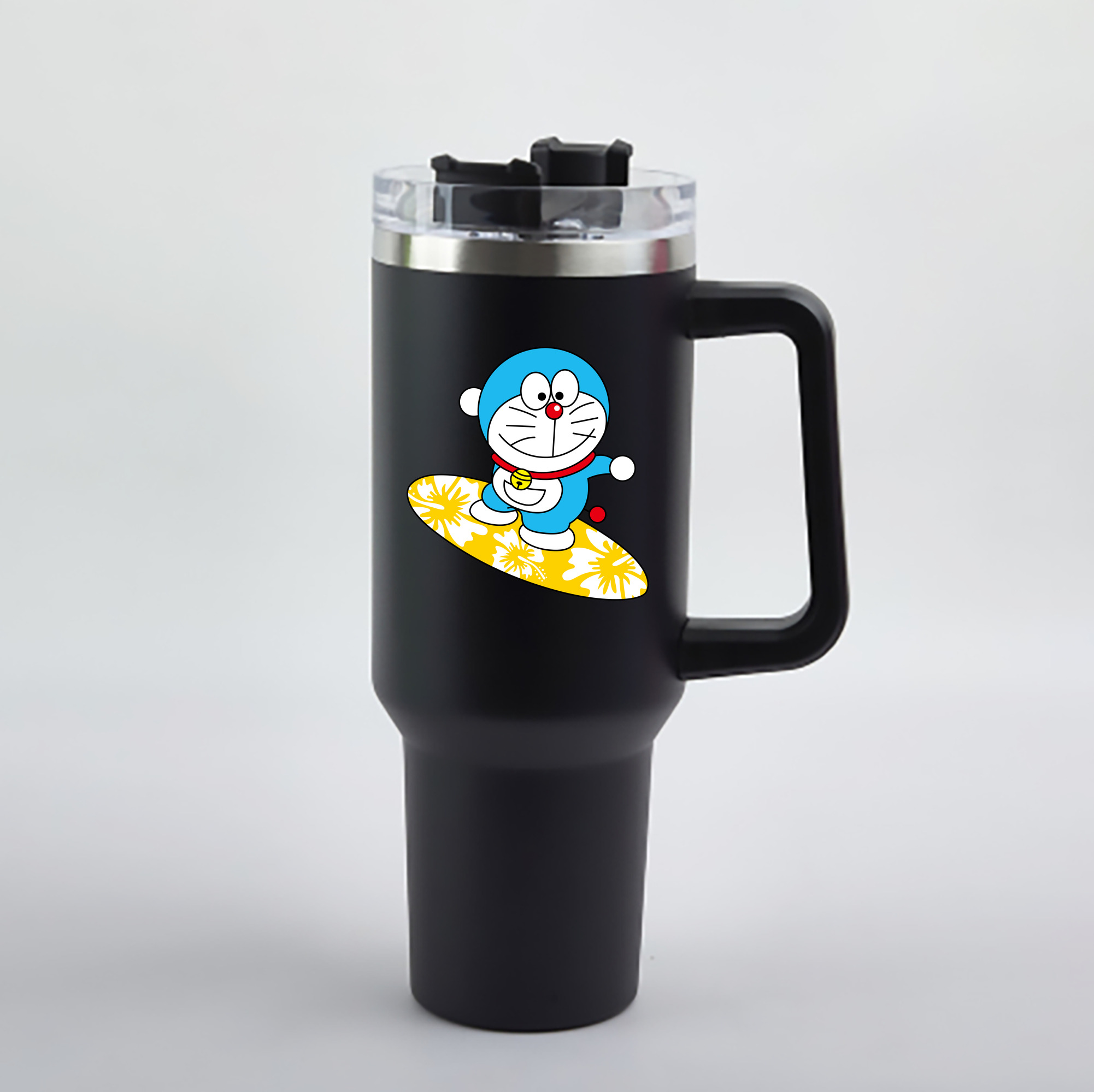 （画像用） ドラえもん Doraemon 1200mL車用タンブラー - クリスタルステッカー（プラスチックストロー付き）