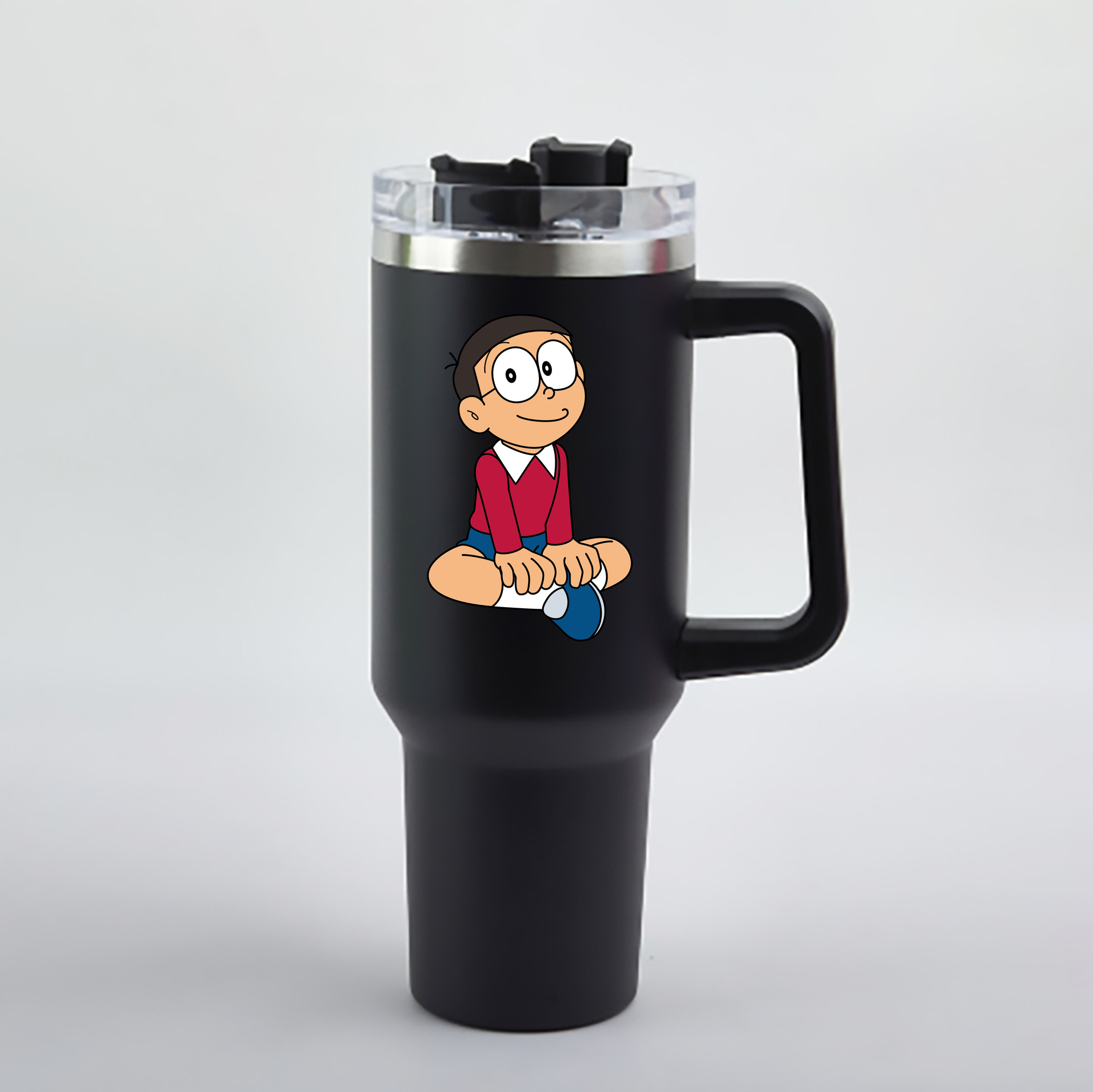 （画像用） ドラえもん 野比 のび太 Doraemon Nobita Nobi 1200mL車用タンブラー - クリスタルステッカー（プラスチックストロー付き）