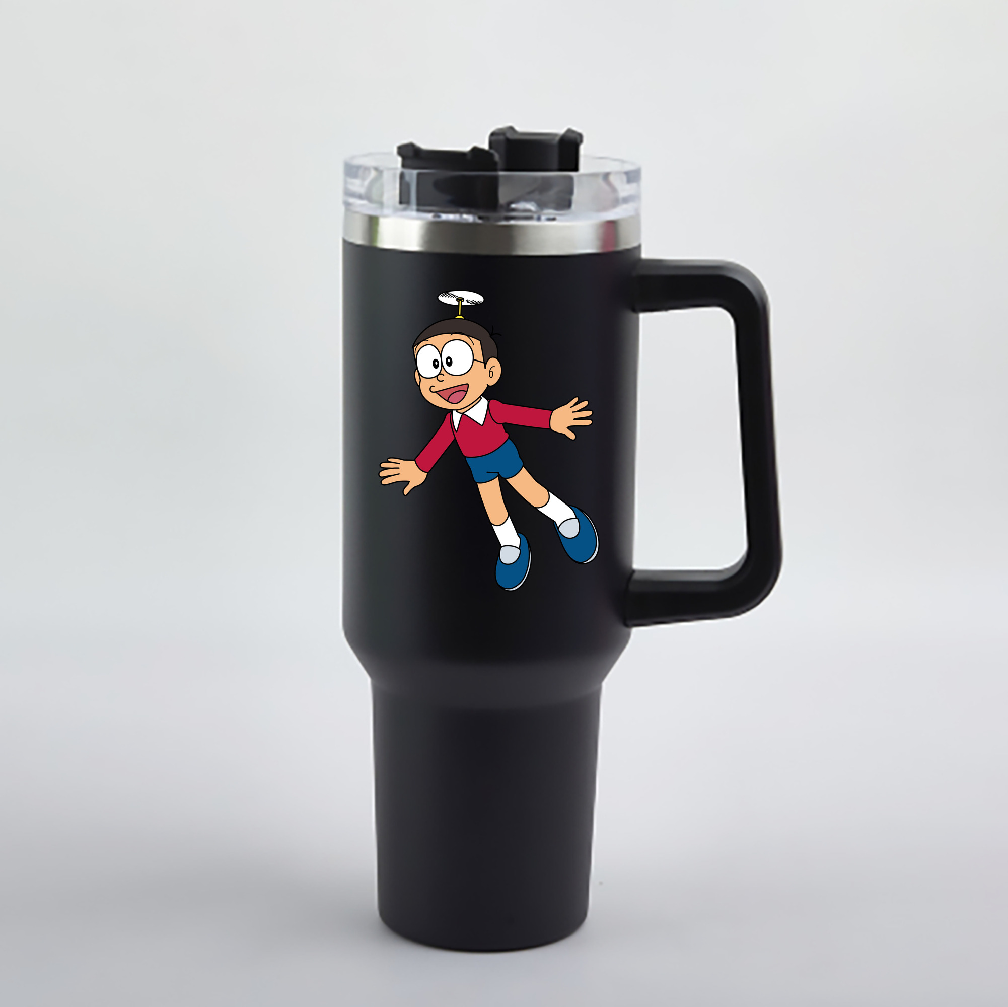 （画像用） ドラえもん 野比 のび太 Doraemon Nobita Nobi 1200mL車用タンブラー - クリスタルステッカー（プラスチックストロー付き）