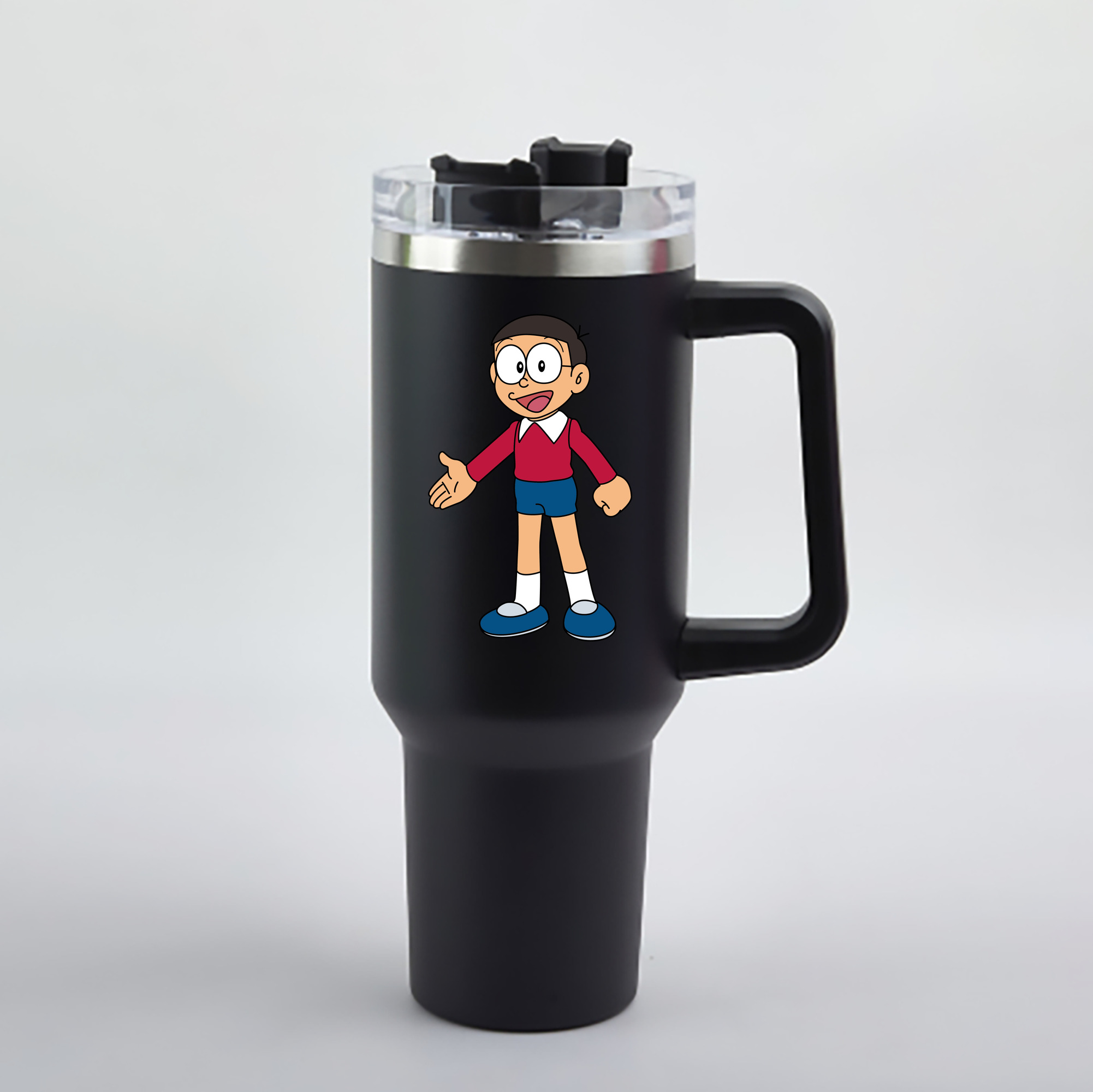 （画像用） ドラえもん 野比 のび太 Doraemon Nobita Nobi 1200mL車用タンブラー - クリスタルステッカー（プラスチックストロー付き）
