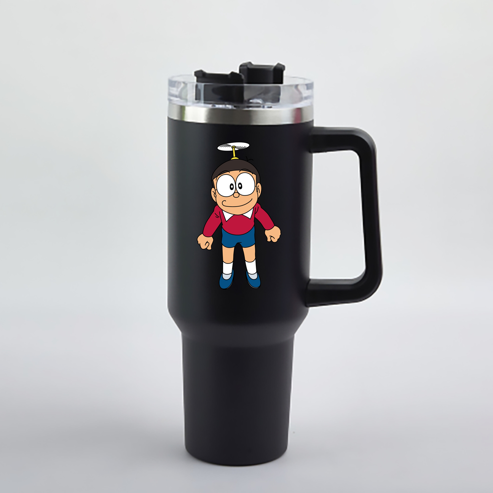 （画像用） ドラえもん 野比 のび太 Doraemon Nobita Nobi 1200mL車用タンブラー - クリスタルステッカー（プラスチックストロー付き）