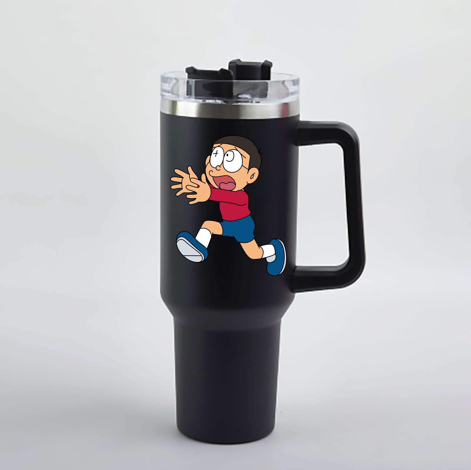 （画像用） ドラえもん 野比 のび太 Doraemon Nobita Nobi 1200mL車用タンブラー - クリスタルステッカー（プラスチックストロー付き）