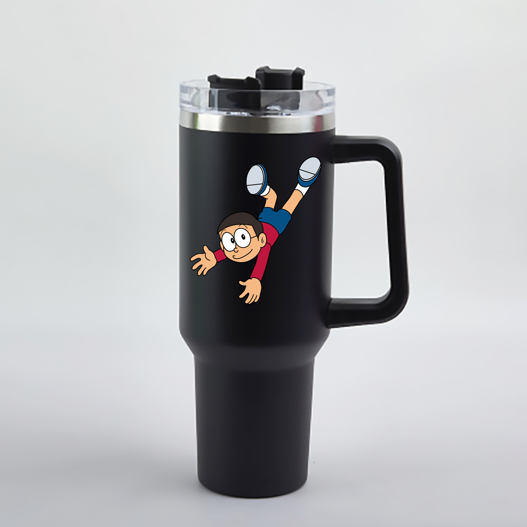 （画像用） ドラえもん 野比 のび太 Doraemon Nobita Nobi 1200mL車用タンブラー - クリスタルステッカー（プラスチックストロー付き）