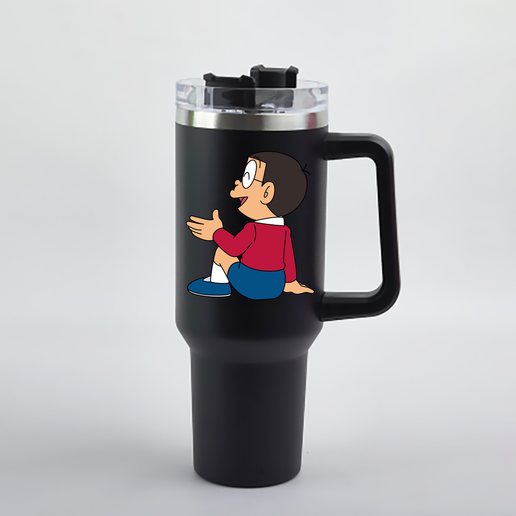 （画像用） ドラえもん 野比 のび太 Doraemon Nobita Nobi 1200mL車用タンブラー - クリスタルステッカー（プラスチックストロー付き）