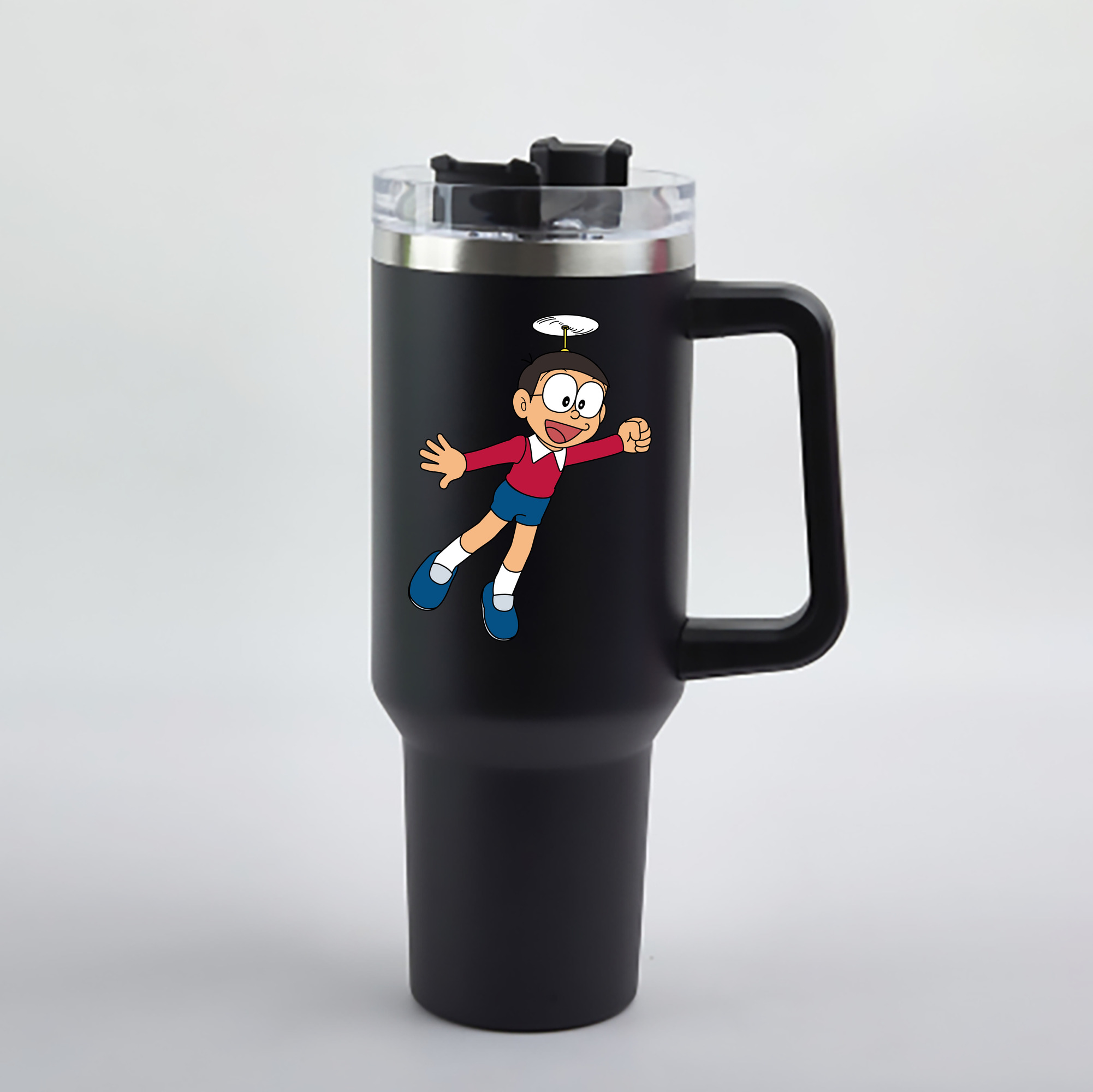 （画像用） ドラえもん 野比 のび太 Doraemon Nobita Nobi 1200mL車用タンブラー - クリスタルステッカー（プラスチックストロー付き）