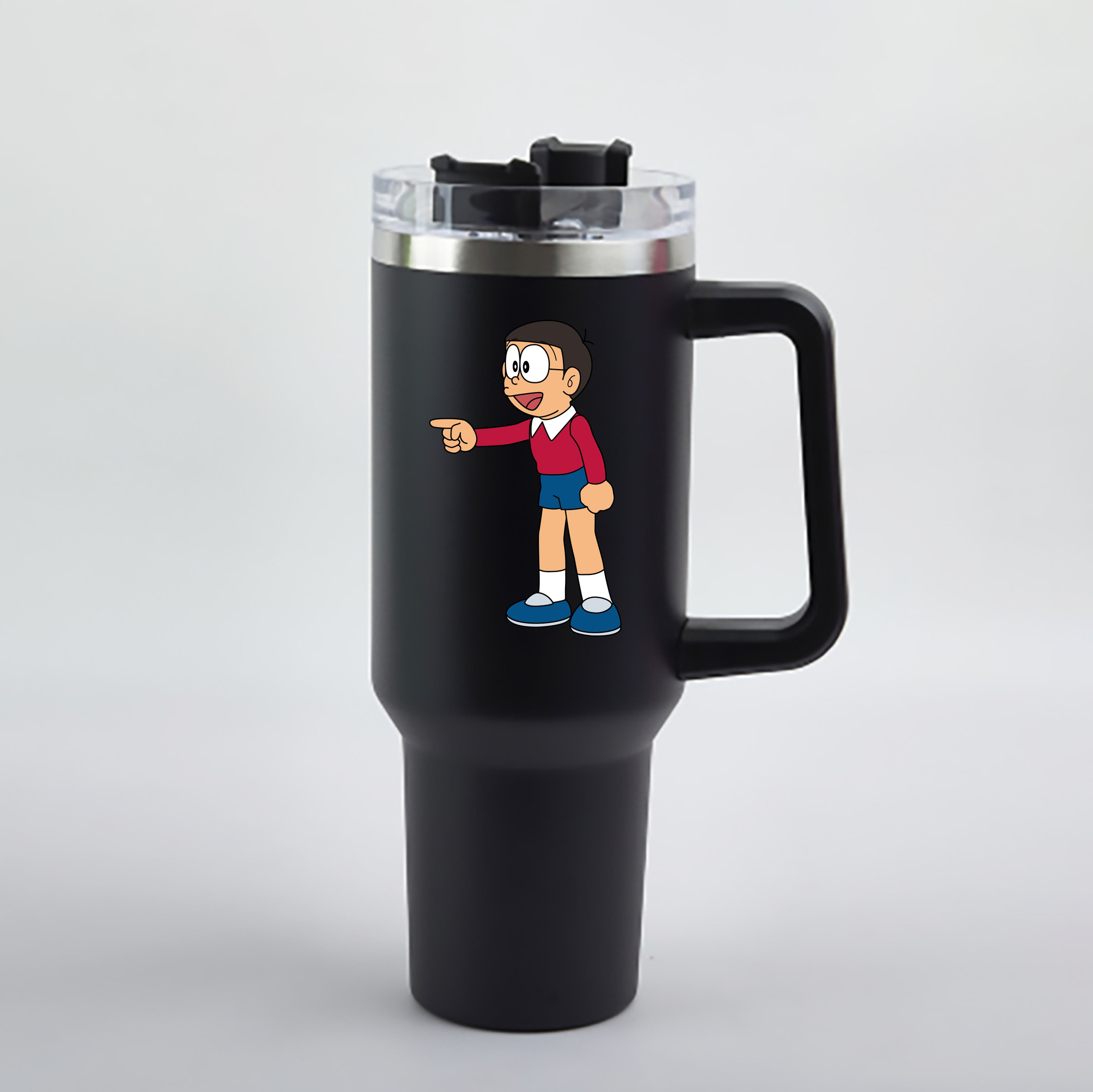 （画像用） ドラえもん 野比 のび太 Doraemon Nobita Nobi 1200mL車用タンブラー - クリスタルステッカー（プラスチックストロー付き）