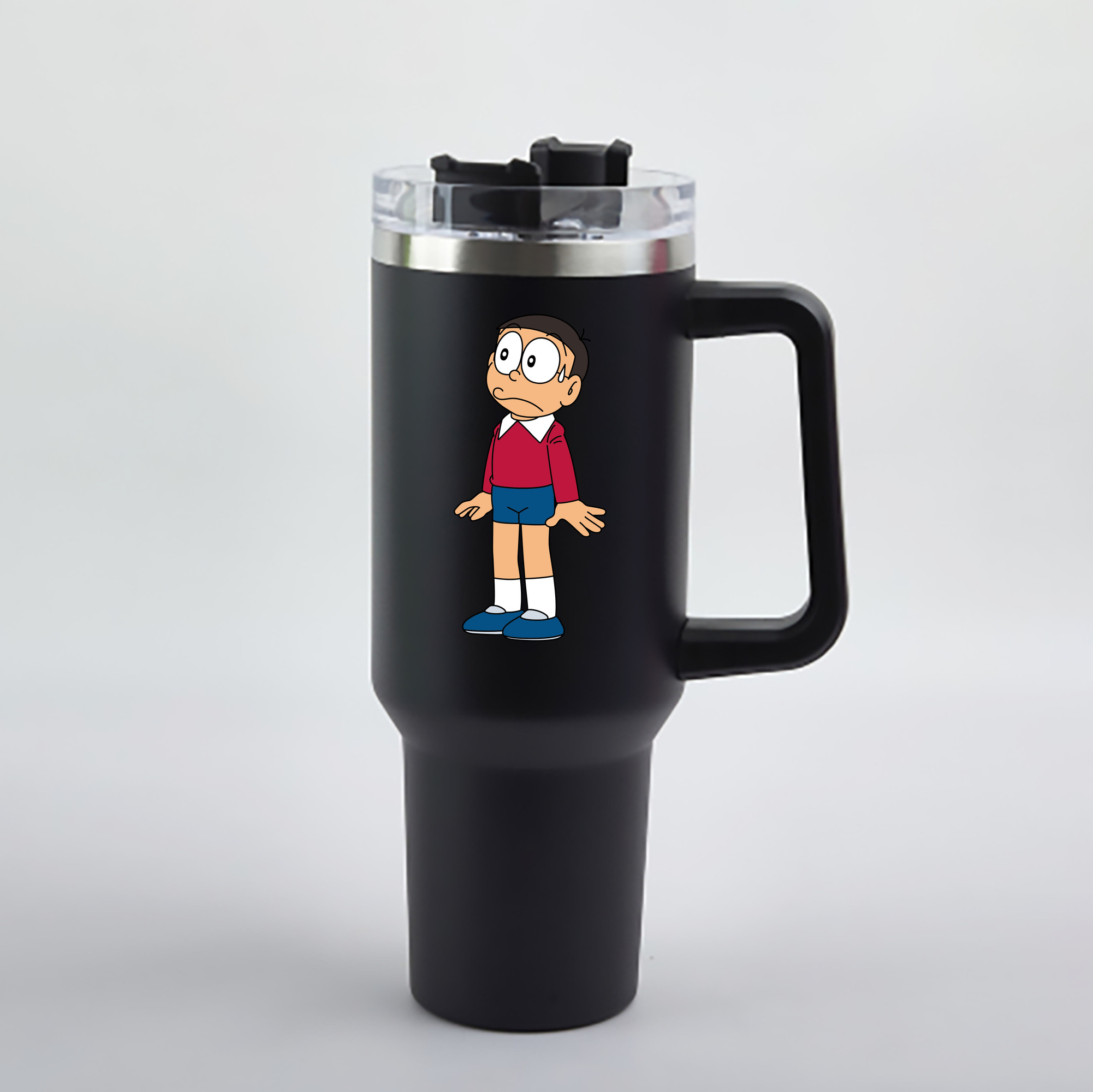 （画像用） ドラえもん 野比 のび太 Doraemon Nobita Nobi 1200mL車用タンブラー - クリスタルステッカー（プラスチックストロー付き）