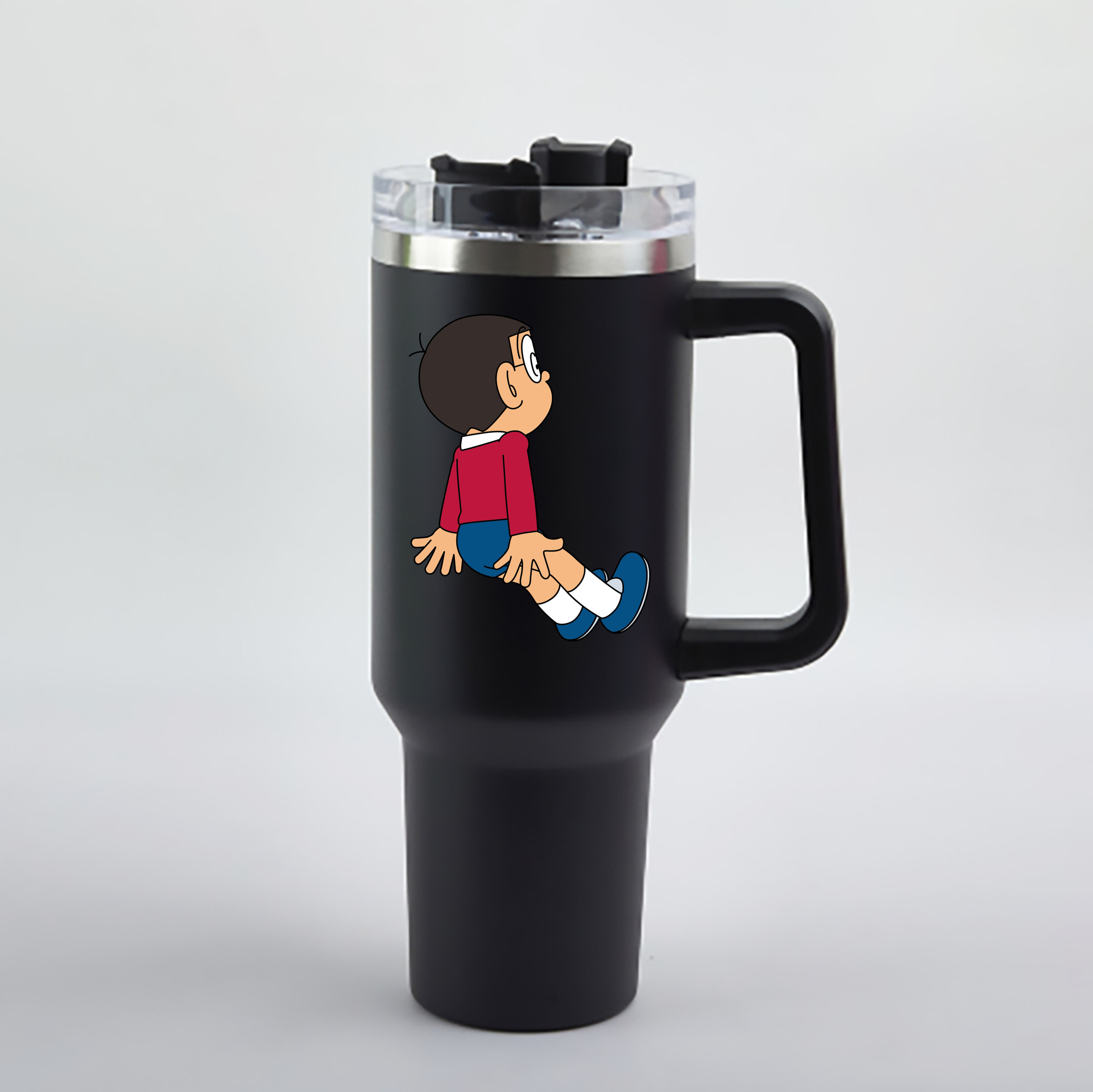 （画像用） ドラえもん 野比 のび太 Doraemon Nobita Nobi 1200mL車用タンブラー - クリスタルステッカー（プラスチックストロー付き）
