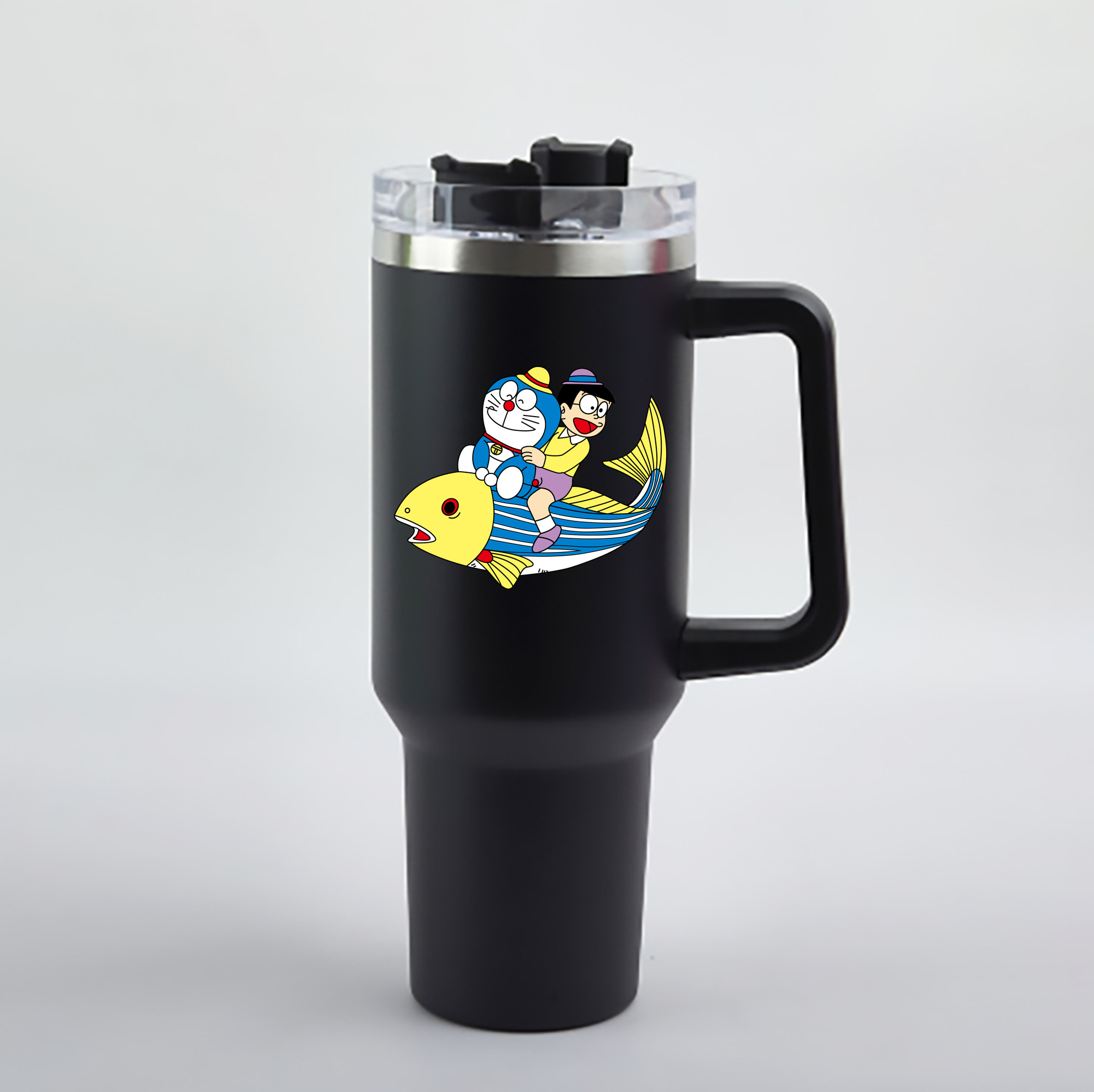 （画像用） ドラえもん 野比 のび太 Doraemon Nobita Nobi 1200mL車用タンブラー - クリスタルステッカー（プラスチックストロー付き）