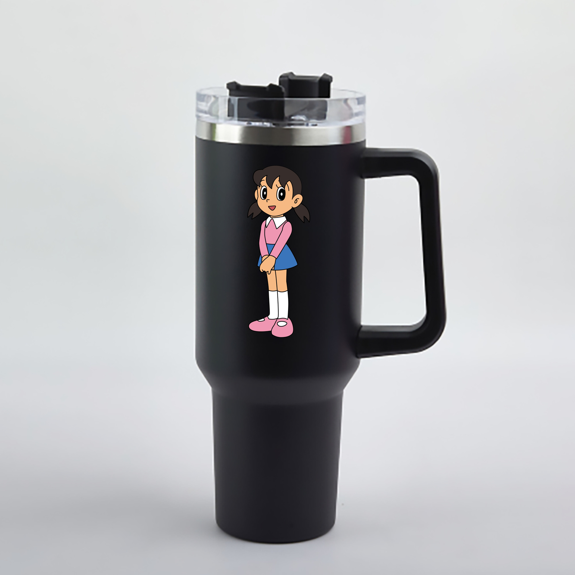 （画像用） ドラえもん みなもと しずか Doraemon Shizuka Minamoto 1200mL車用タンブラー - クリスタルステッカー（プラスチックストロー付き）