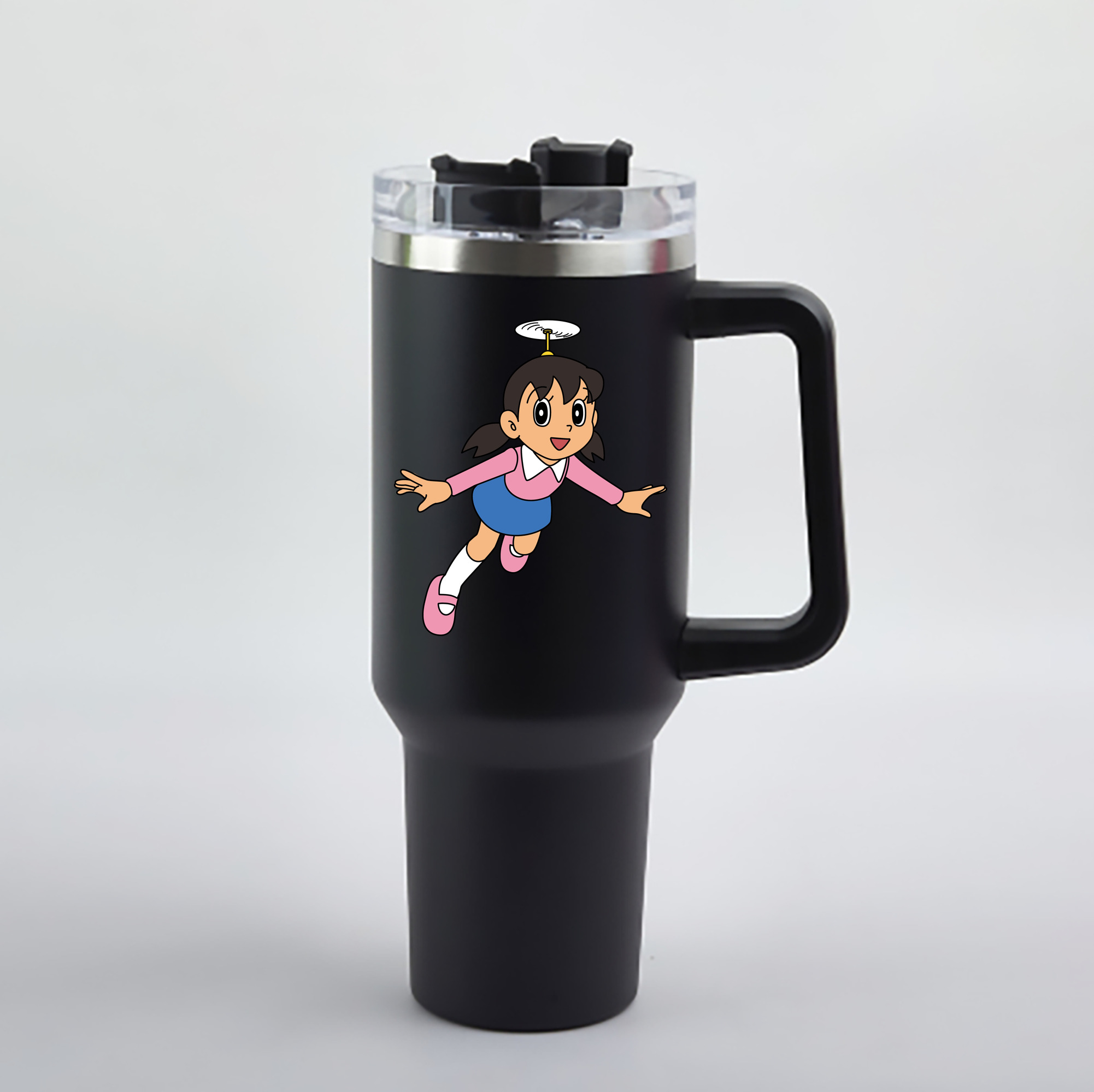 （画像用） ドラえもん みなもと しずか Doraemon Shizuka Minamoto 1200mL車用タンブラー - クリスタルステッカー（プラスチックストロー付き）
